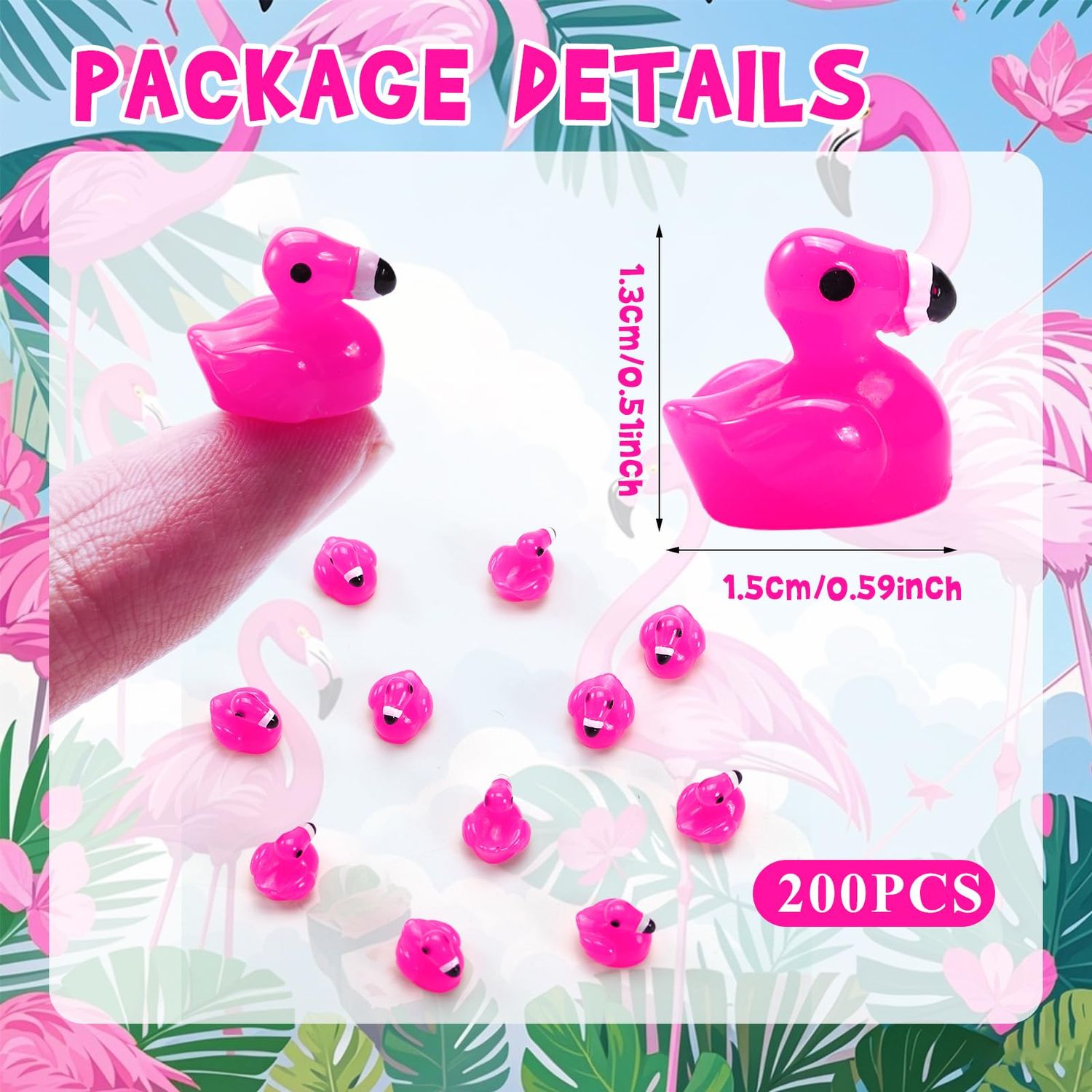Mini Resin Flamingo Ducks,100 Pcs Flamingo Tiny Ducks, Pink Flamingo Figurine Tiny Resin Animals Toy for Cake Topper Garden Dollhouse Garden DIY Crafts Party Aquarium Decor