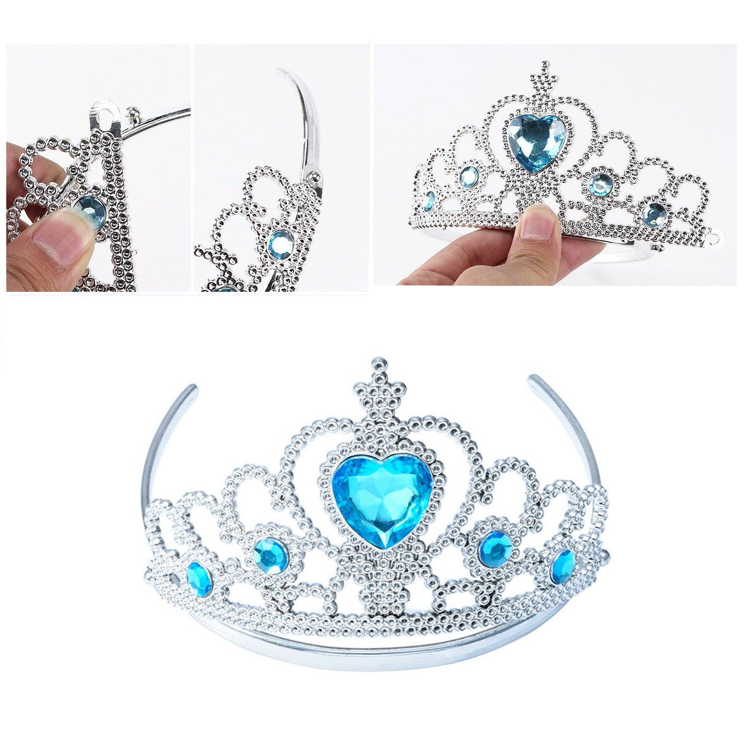 Princess Elsa Wig Frozen Elsa Braid with Princess Tiara Necklace Gloves Princess Elsa Dress Up Costume Cosplay Accessories for Kids Girls