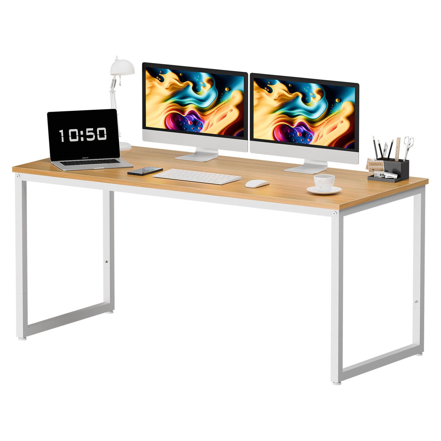 55" Modern Computer Desk Home Office Student Study Writing Workstation Natural