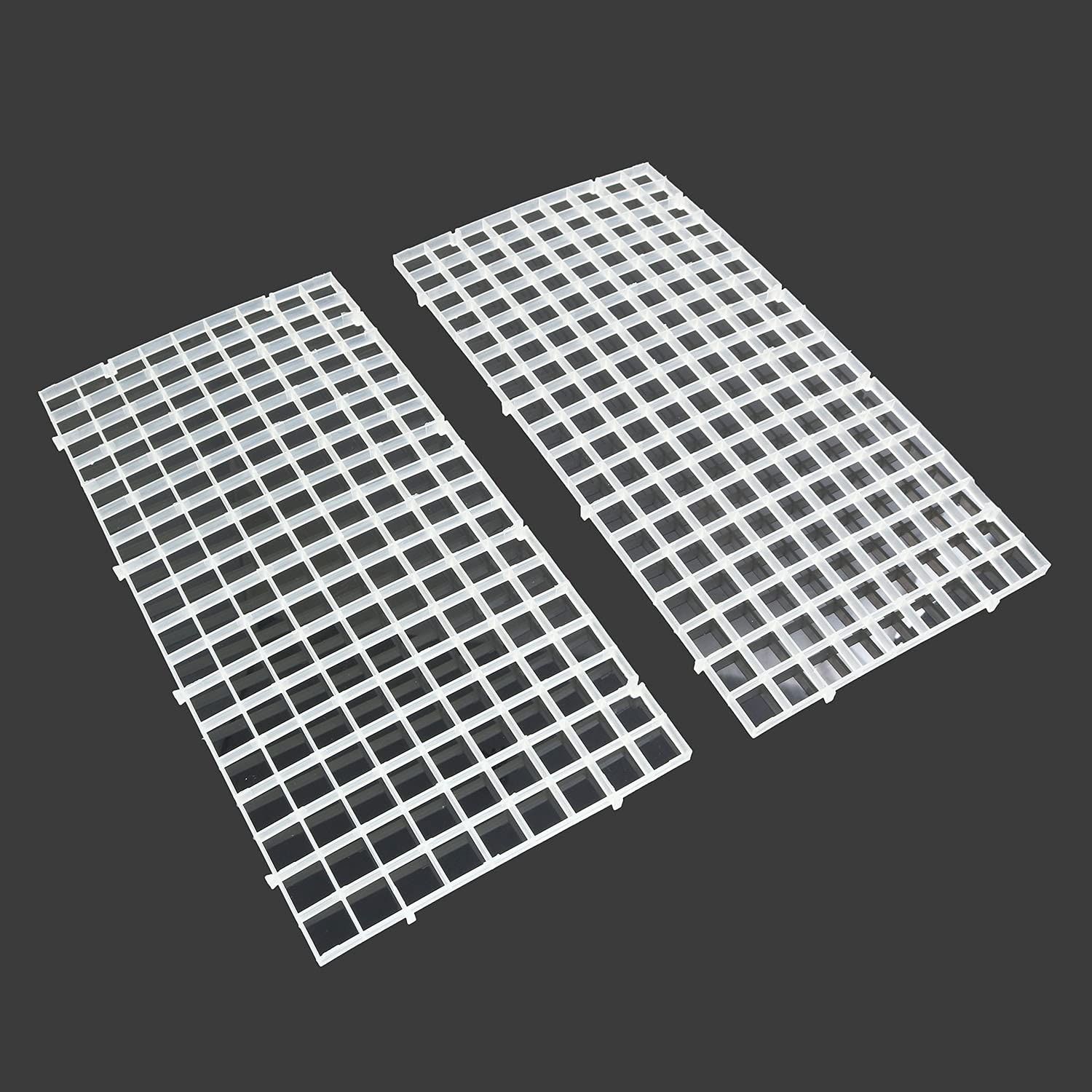 RLECS 2pcs 30cm x 15cm Plastic Grid Divider Tray Egg Crate Louvre Aquarium Fish Tank Bottom Isolation, White
