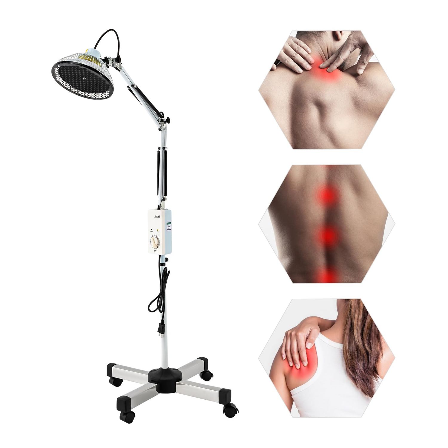 DNYSYSJ Infrared Heat Lamp, 110V 250W Far Infrared Mineral Heat Lamp, Single Head Infrared Light, Pain Relief Device for Body Face