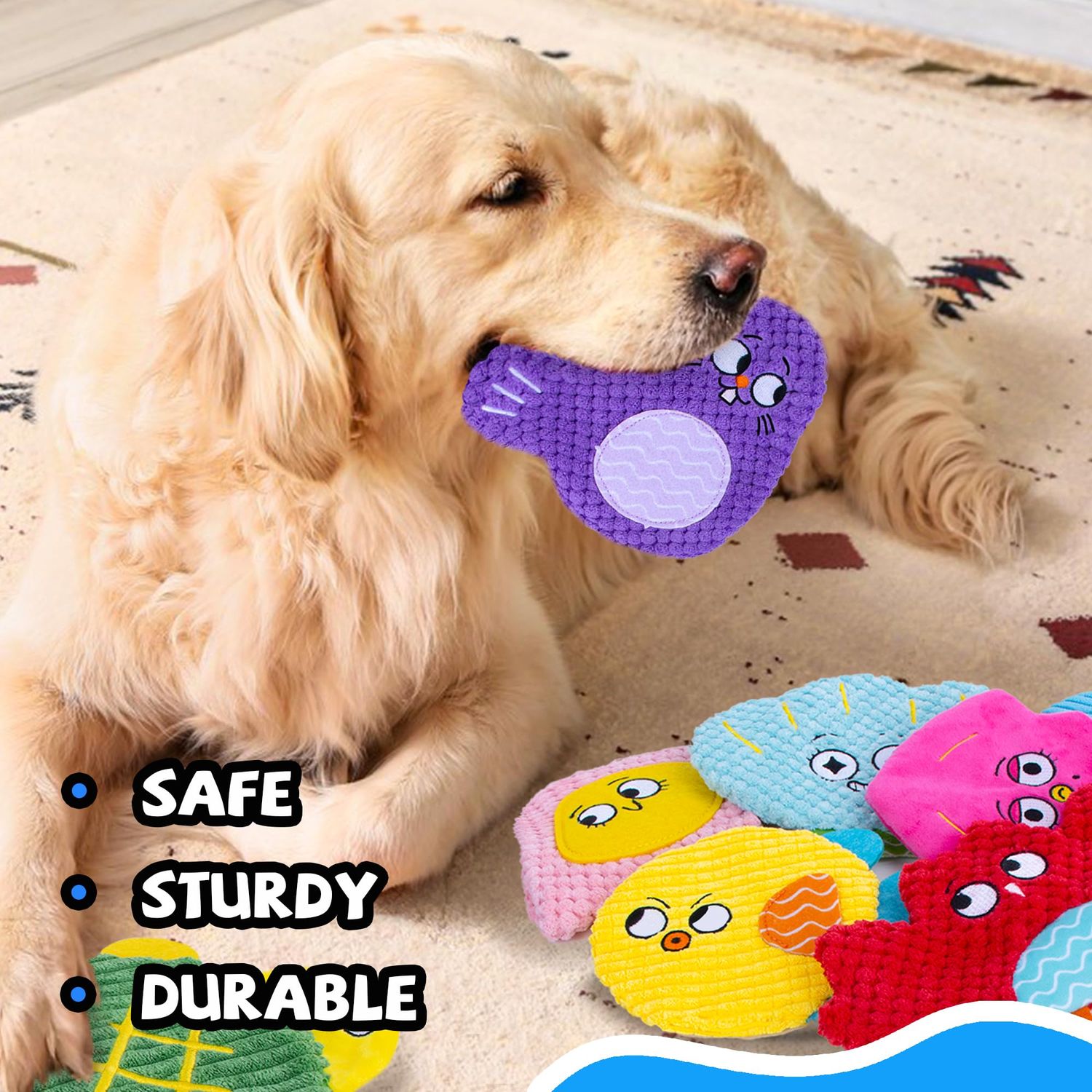 HOESDA No Stuffing Dog Toys 10 Pack,Squeaky Dog Toy Crinkle Dog Toys for Small Medium Dog,Durable Plush Dog Toys,Cute Animal Stuffless Pet Toys,Interactive Puppy Teething Chew Toys for Entertaining