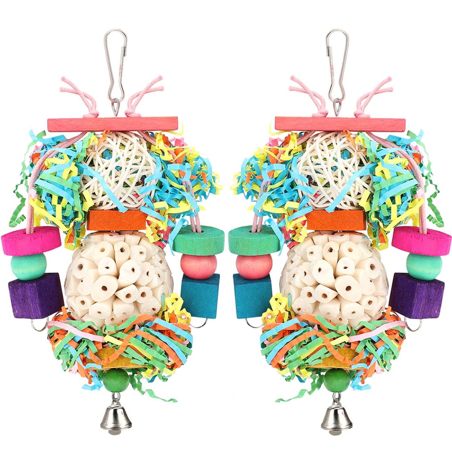 BBjinronjy Bird Toys Conure Toys Hanging Natural Soft Sola Ball Beak Chew Shred Forage Toys for Parrots,Cockatiel,Conure,Love Birds,Parakeets,Budgie and Other Small Birds (Girls)