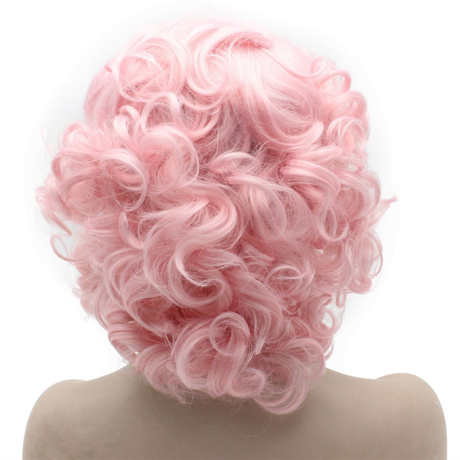 Mxangel Heat Friendly Synthetic Hair Lace Front Pink Short Curly Wig