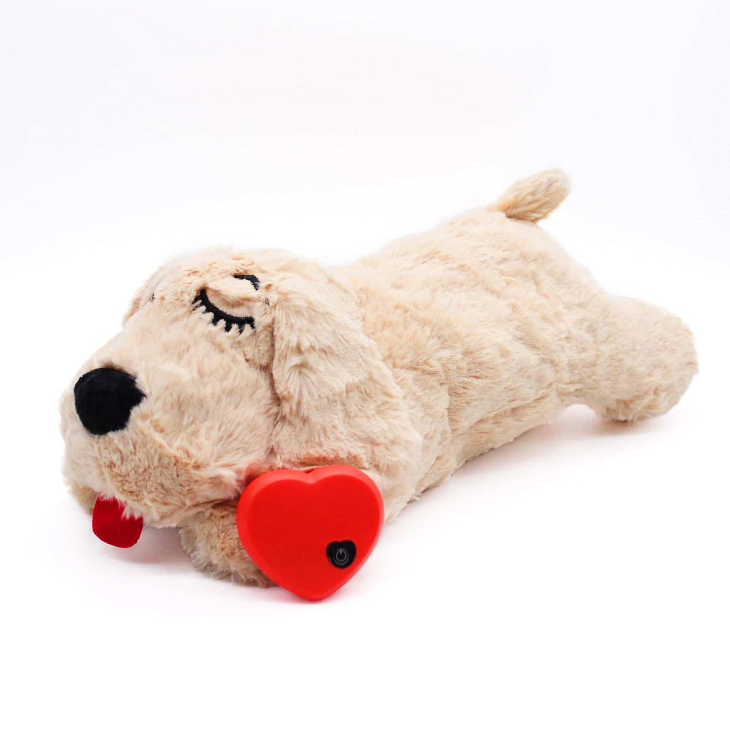 Heartbeat Puppy Toy Sleep Aid,Heartbeat Dogs Toys for Anxiety Relief,Stuffed Animal with Heartbeat for Puppy,Dog Heartbeat Toy for Puppy,Heartbeat Pillow Calming Toys Puppy Essentials Supplies(Beige)