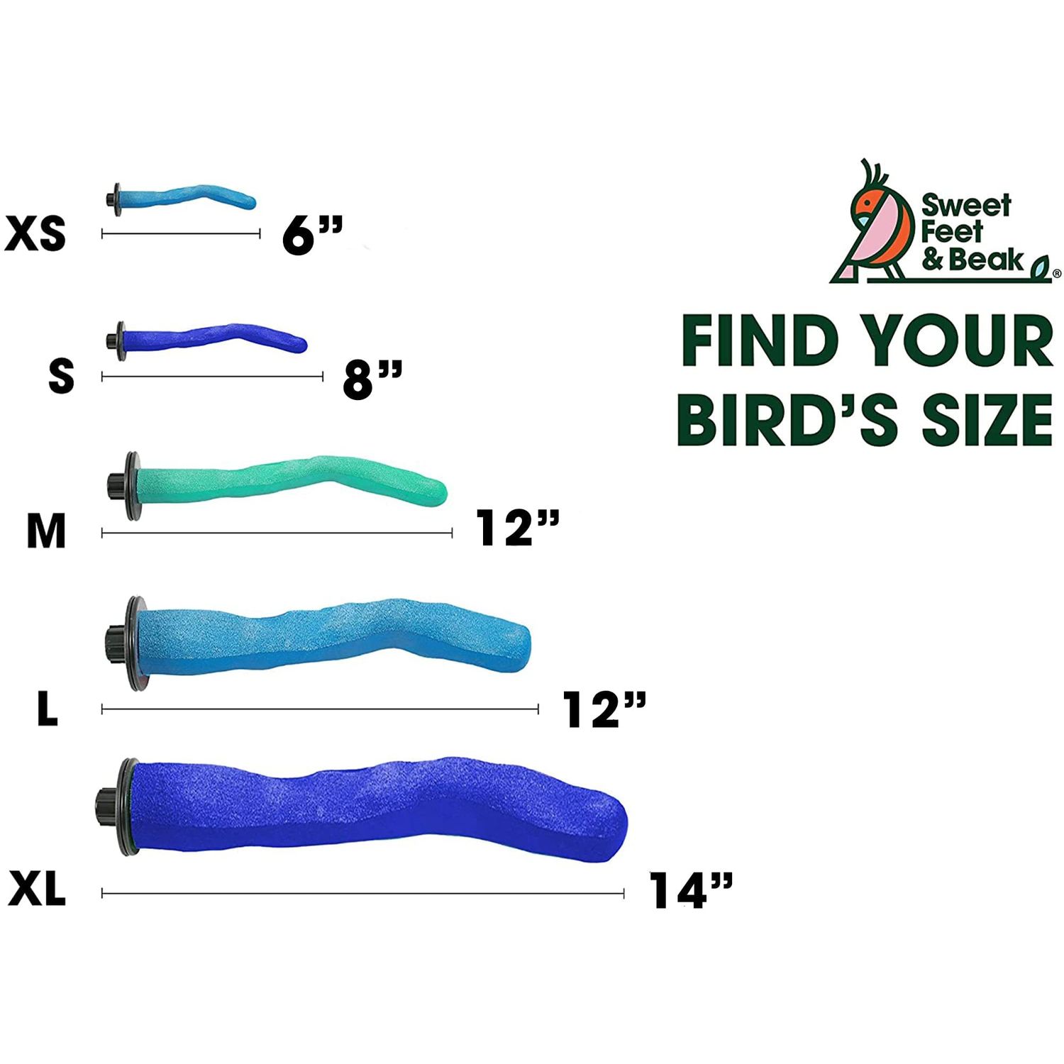 Sweet Feet and Beak Safety Pumice Perch - Trims Nails and Beak - Promotes Healthy Feet - Safe Non-Toxic Bird Supplies for Bird Cages - Medium 12"