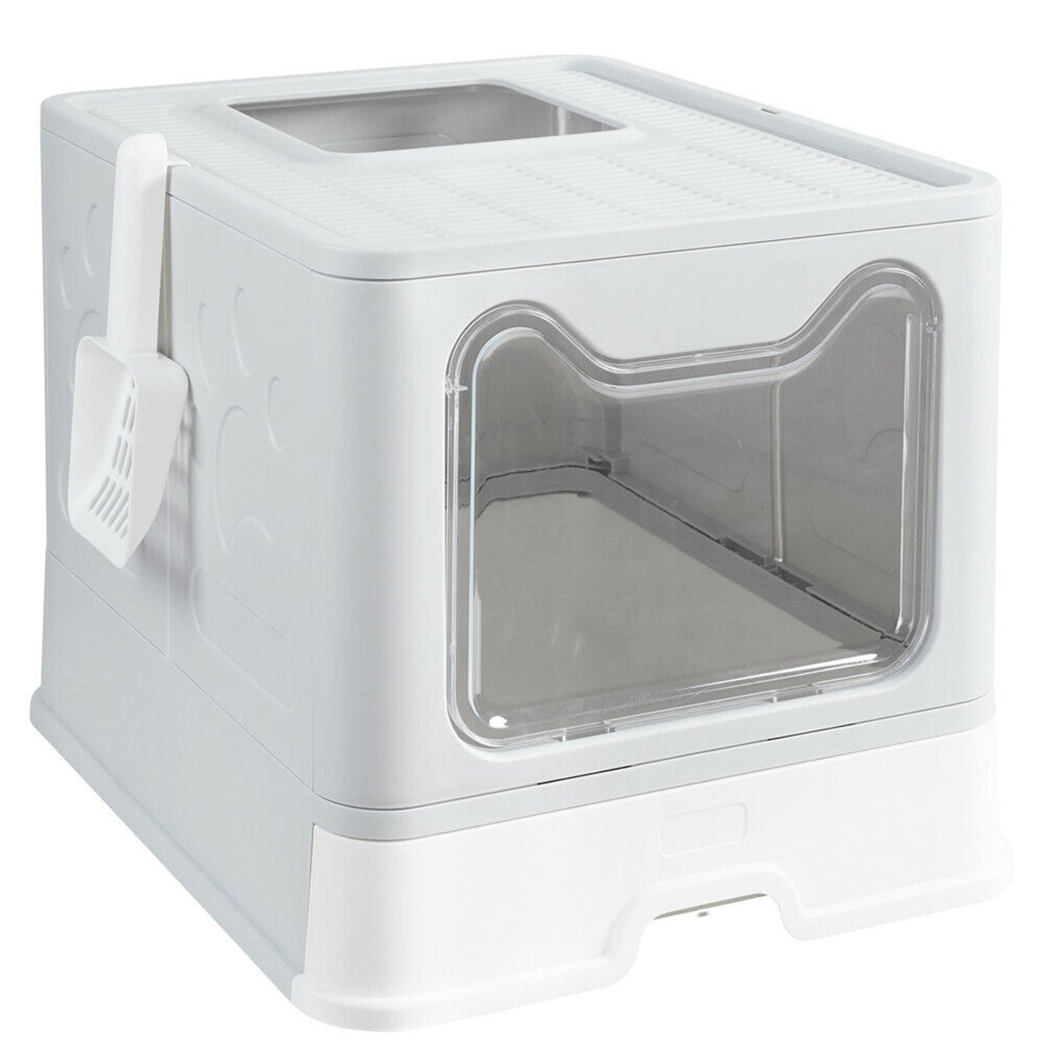 Large Cat Litter Box Top &Front Entry Automatic Pet Toilet House Kitty Scoop Pan