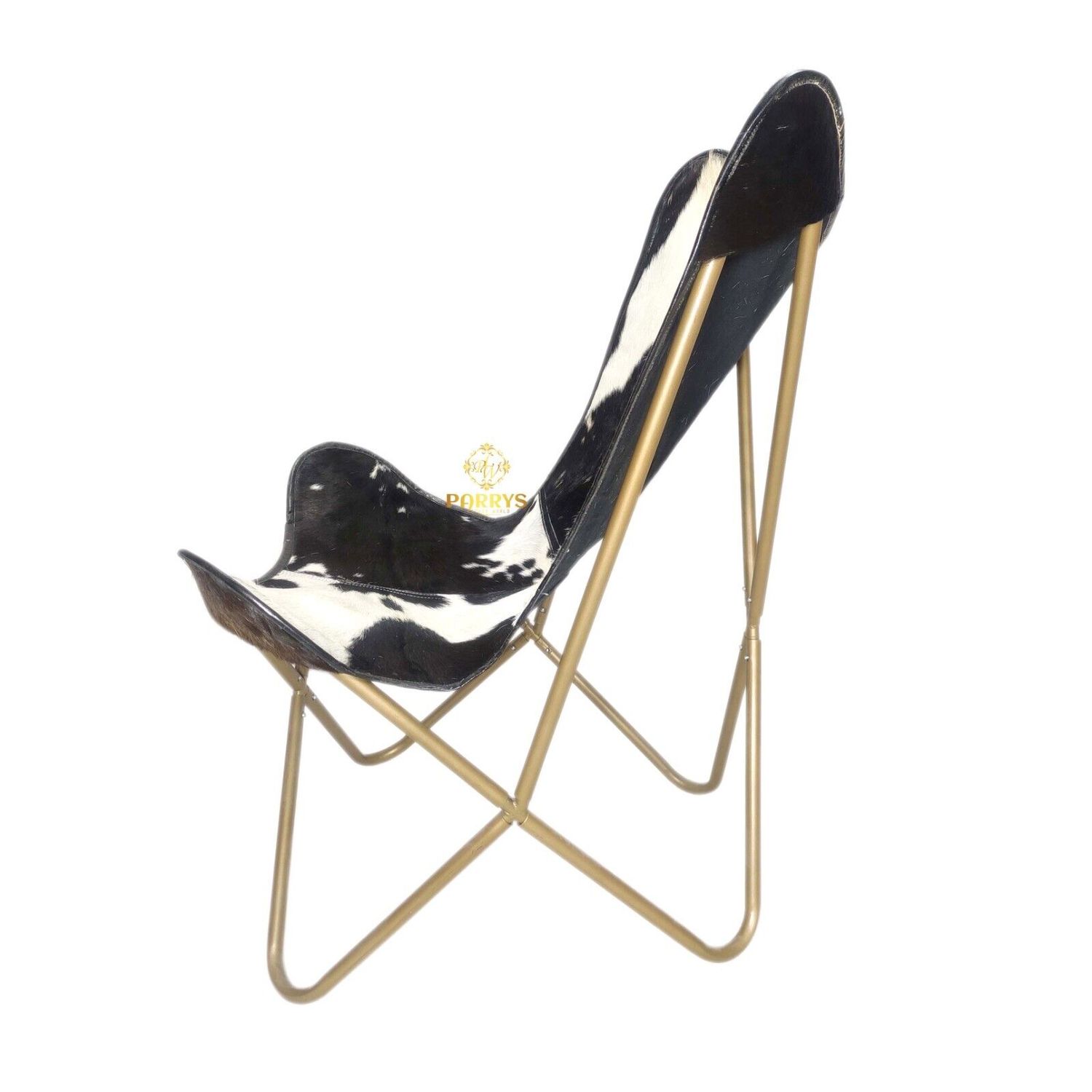 Black  And White Genuine Leather Office Chair, Handmade Relaxing Chair PL2-128