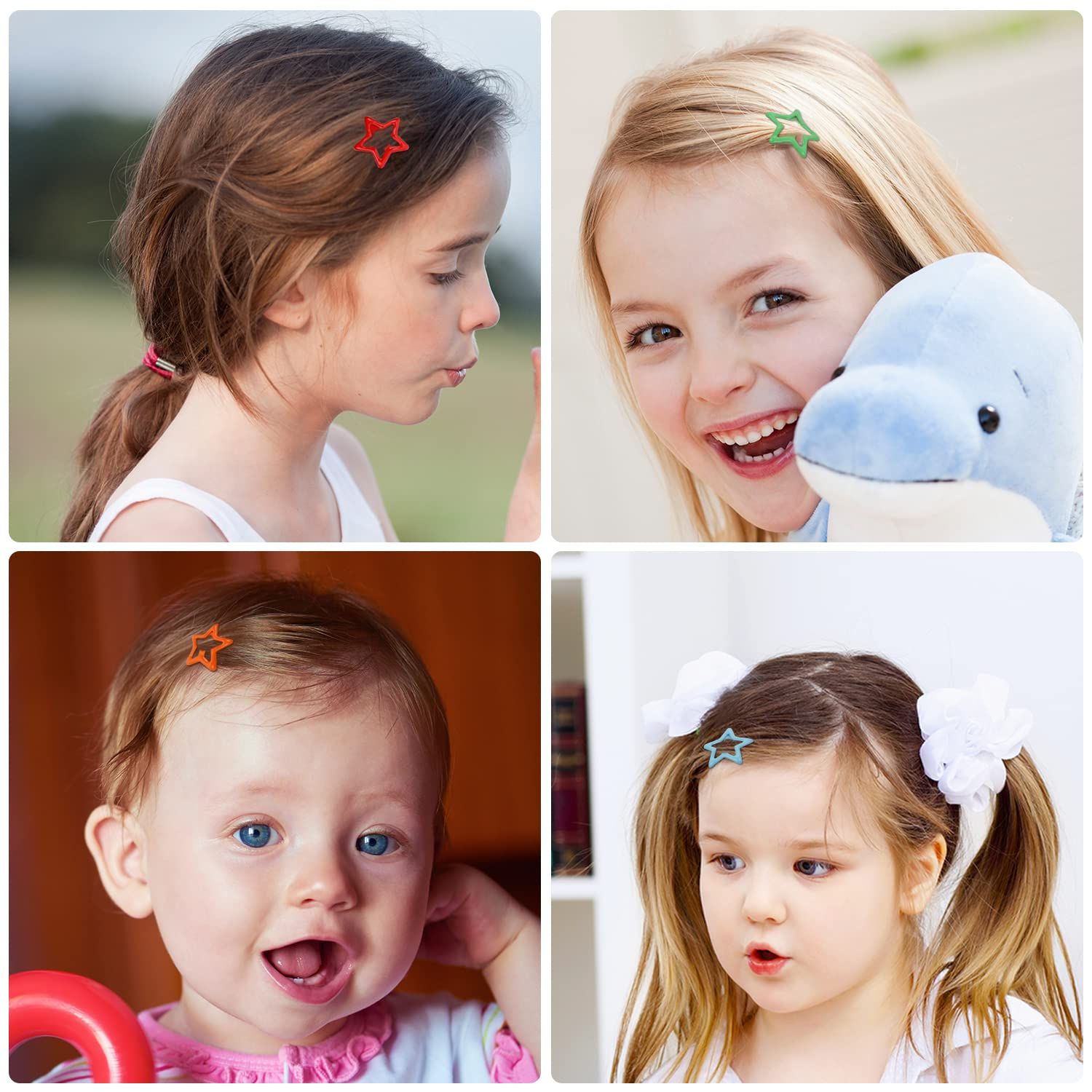 BENBO 30 Pieces Star Snap Hair Clips, Non Slip Star Metal Hair Snap Clips Colorful Stars Hair Barrettes Hairpins for Girls Women