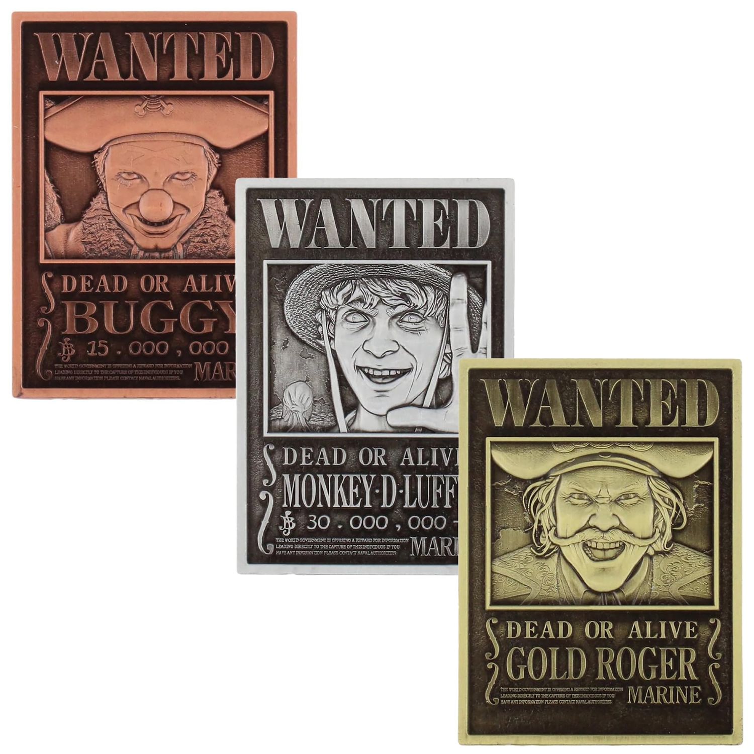Exquisite Gaming: Digiplate Starter Pack - One Piece: Wanted Posters - 3 Collectible Metal Cards & Phone Stand, Copper-Gold-Silver Plates, Netflix