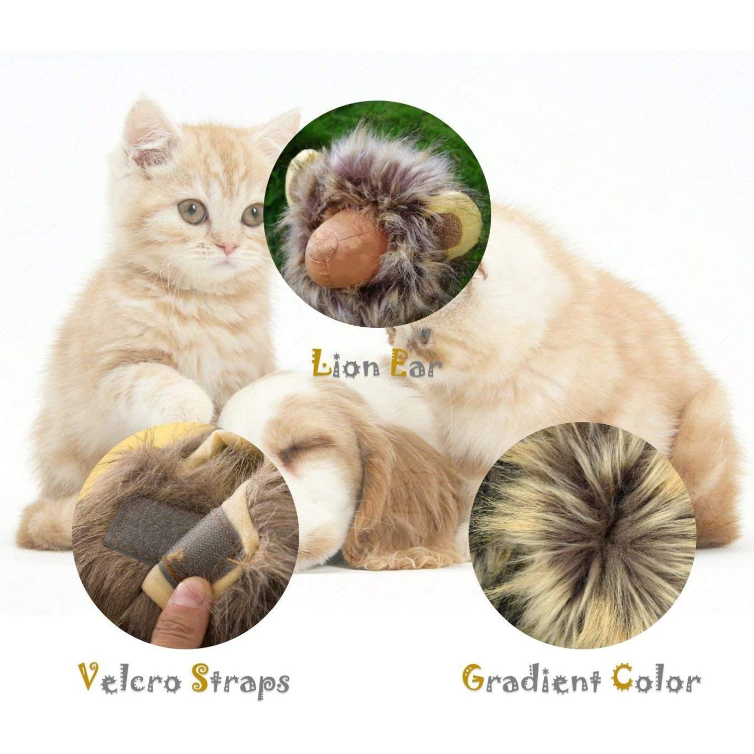 Cat Lion Mane Halloween Pet Costume Kitten Outfits Party Dress Up Apparel Kitty and Cat Costumes (Cat Lion Mane)