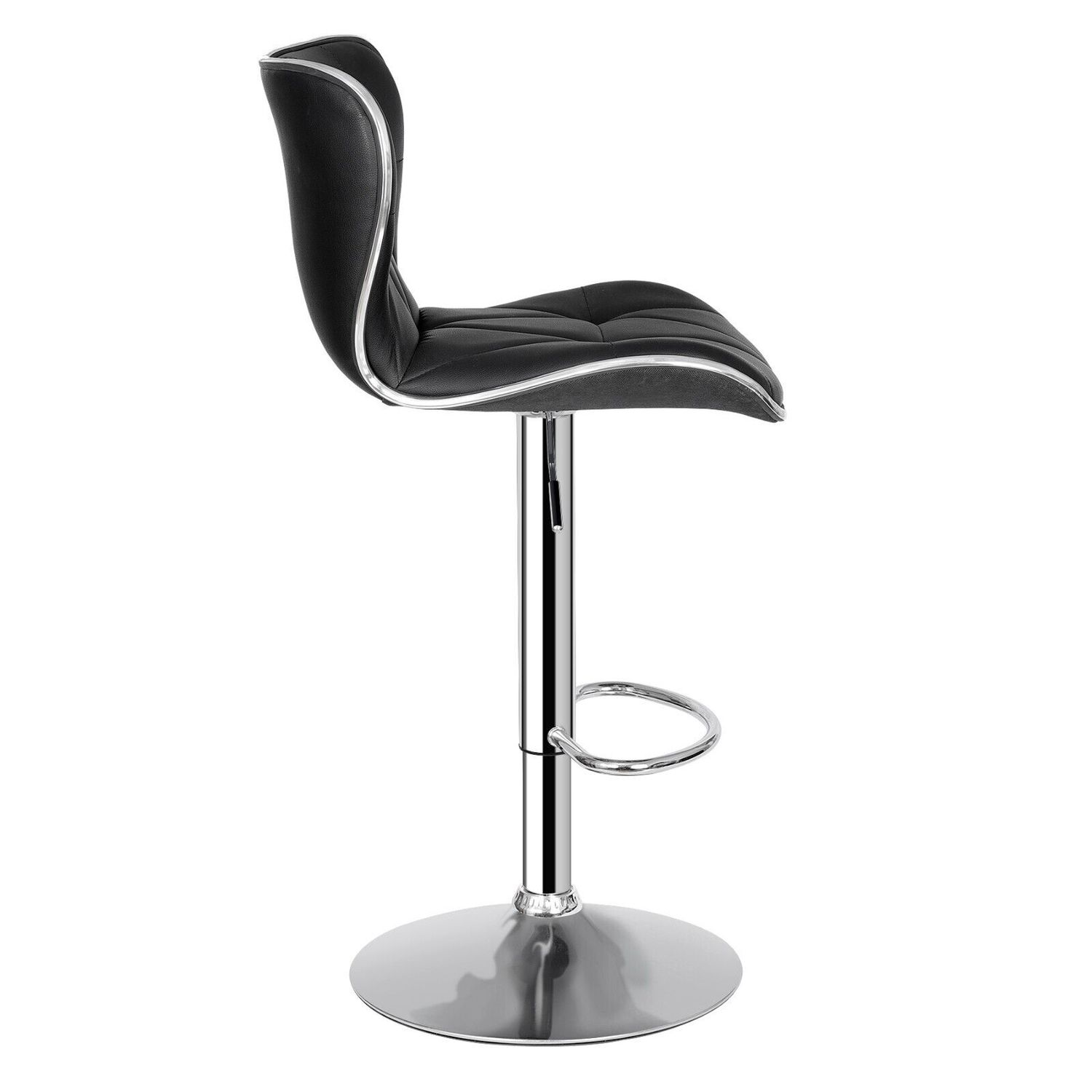 PU leather Bar Stools Set of 4 w/Shell Back Adjustable Height & Steel Frame