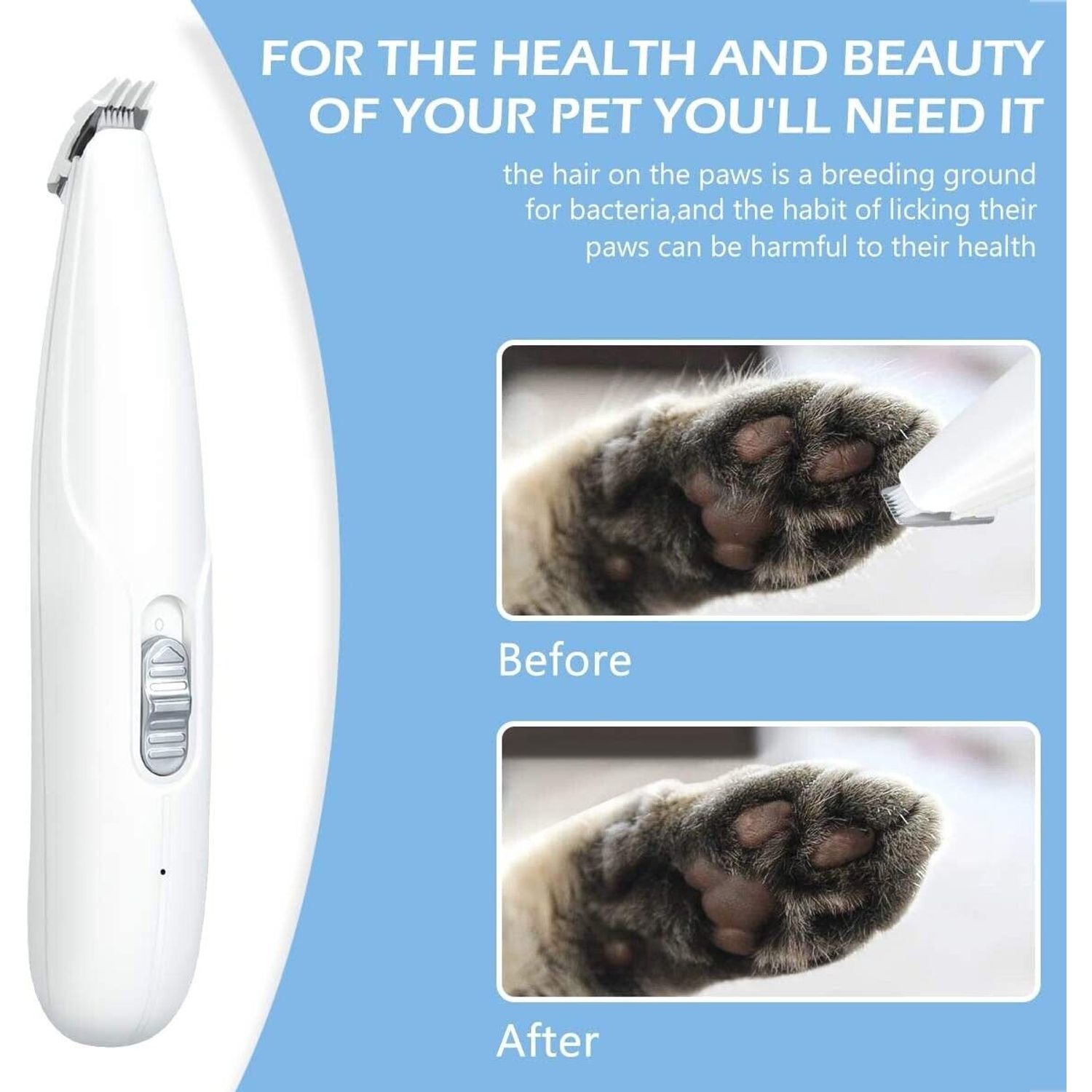 Rechargeable Small Dogs Cats, Face, Paws  Electric Pet Grooming Clipper Trimmer