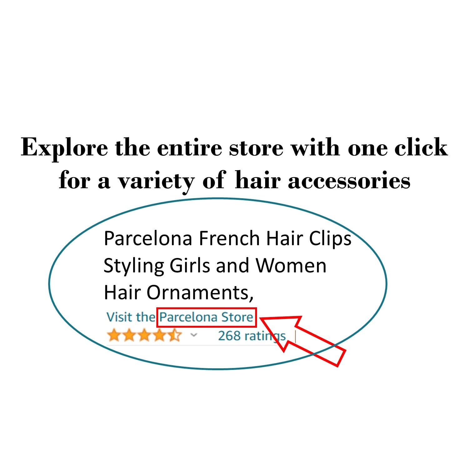 Parcelona French Flat Salon Style Medium 3 1/4 Inch Covered Spring Tortoise Jaw Hair Claw Clip Clutcher Clamp Clasp