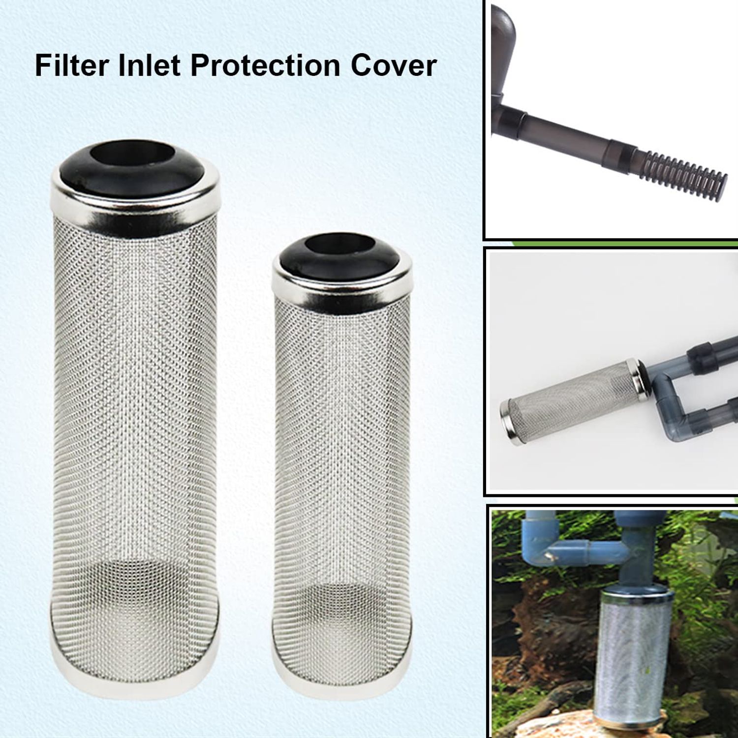 Bilindasly 12mm Stainless Steel Aquarium Inflow Inlet Filter Aquarium Filter Intake Cover Fish Shrimp Mesh Net Filter Guard Fish Tank Intake Strainer Cover