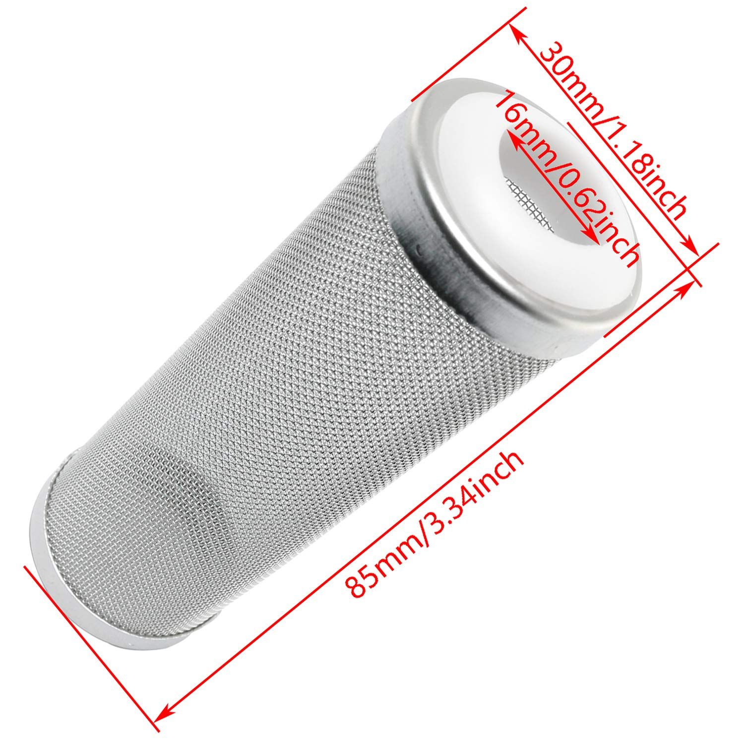 DGZZI Aquarium Tank Filter 16mm Stainless Steel Mesh Strainer Pre-Filter Tube Intake Filter
