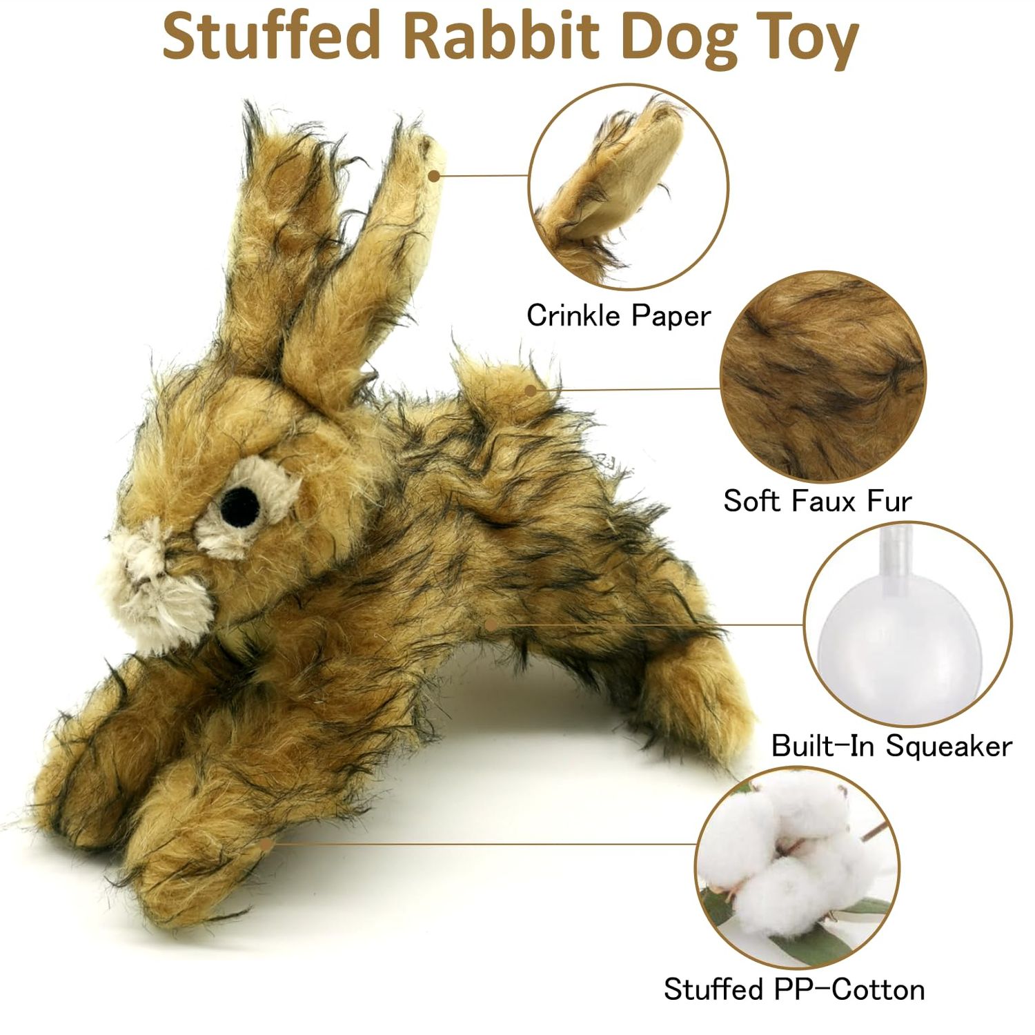 JKW Pet Dog Toys, Plush & Stuffed Toys, Squeaky Puppy Toys (Rabbit, M)