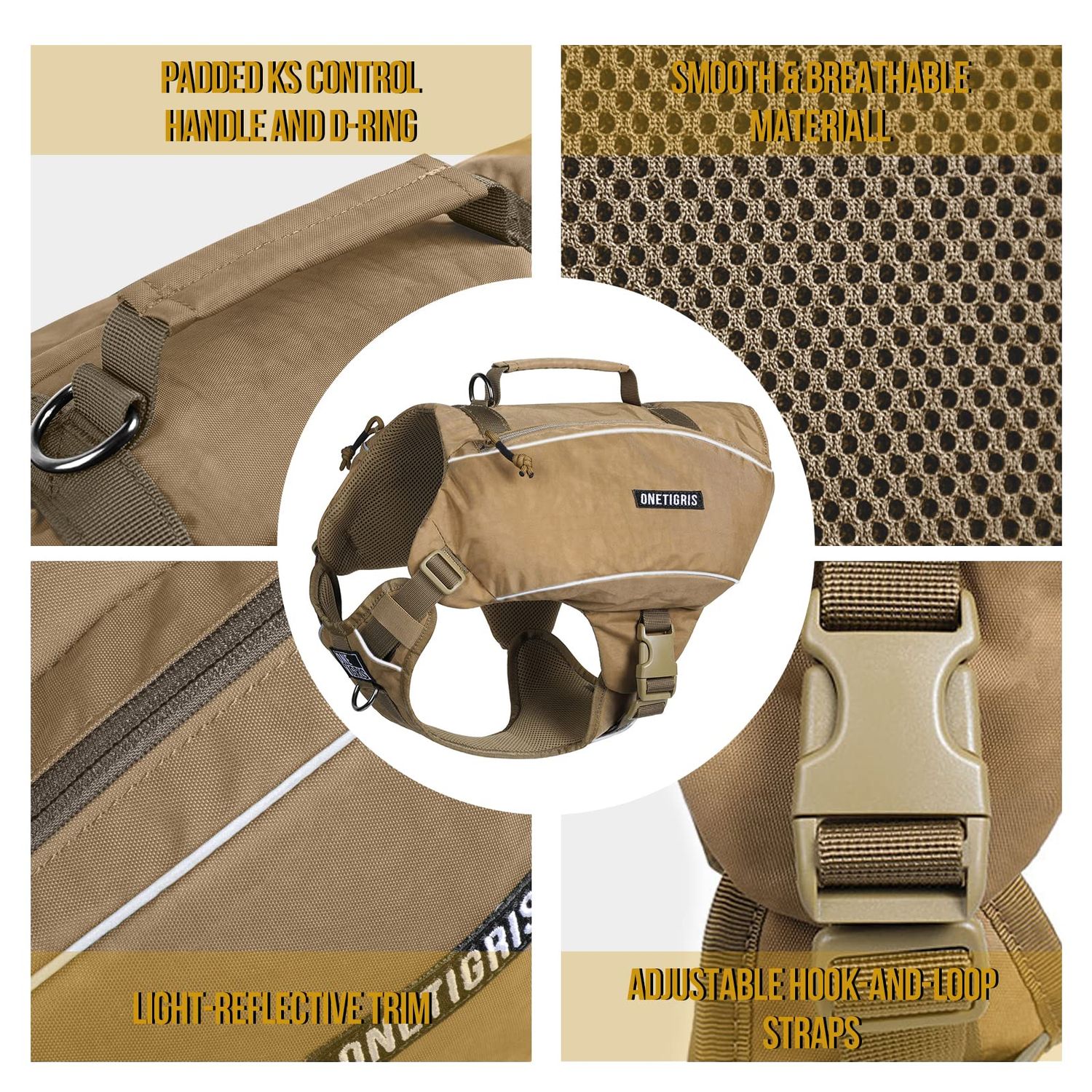 OneTigris Y-Shaped Dog Backpack No Pull CAMLUS Dog Saddle Bag with D-Rings, Lightweight Dog Pack Hiking Gear for Dogs Hunting Camping Travel