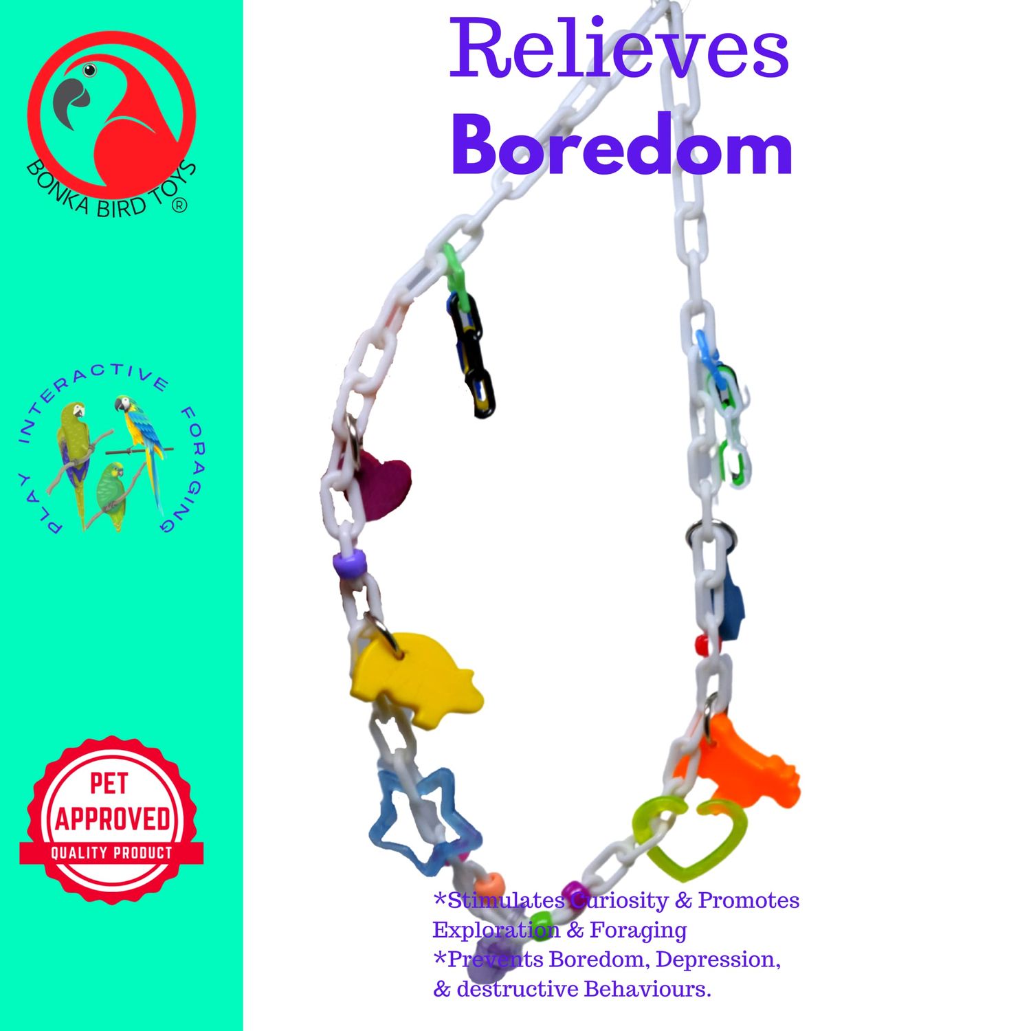 Bonka Bird Toys 1536 Charm Necklace Toy Cage Links Cages Parrot Birds Parakeet Plastic Charm Swing Perch Cockatiel Small Climbing Playground Supplies