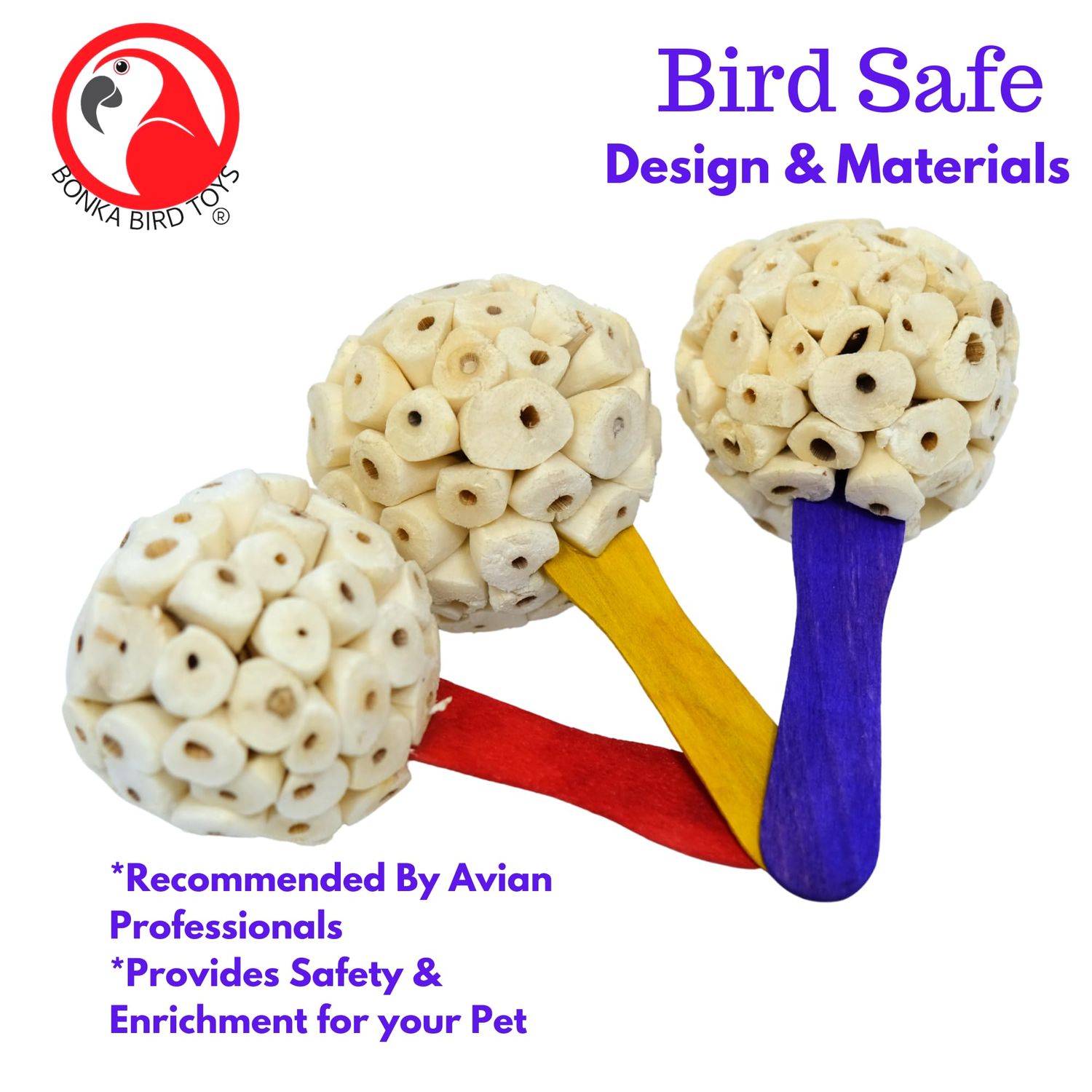 Bonka Bird Toys 2964 PK3 Sola Pop Parrot Foot Talon Cage Toys, Conure, Cockatiel, Parakeet, and Similar Breeds