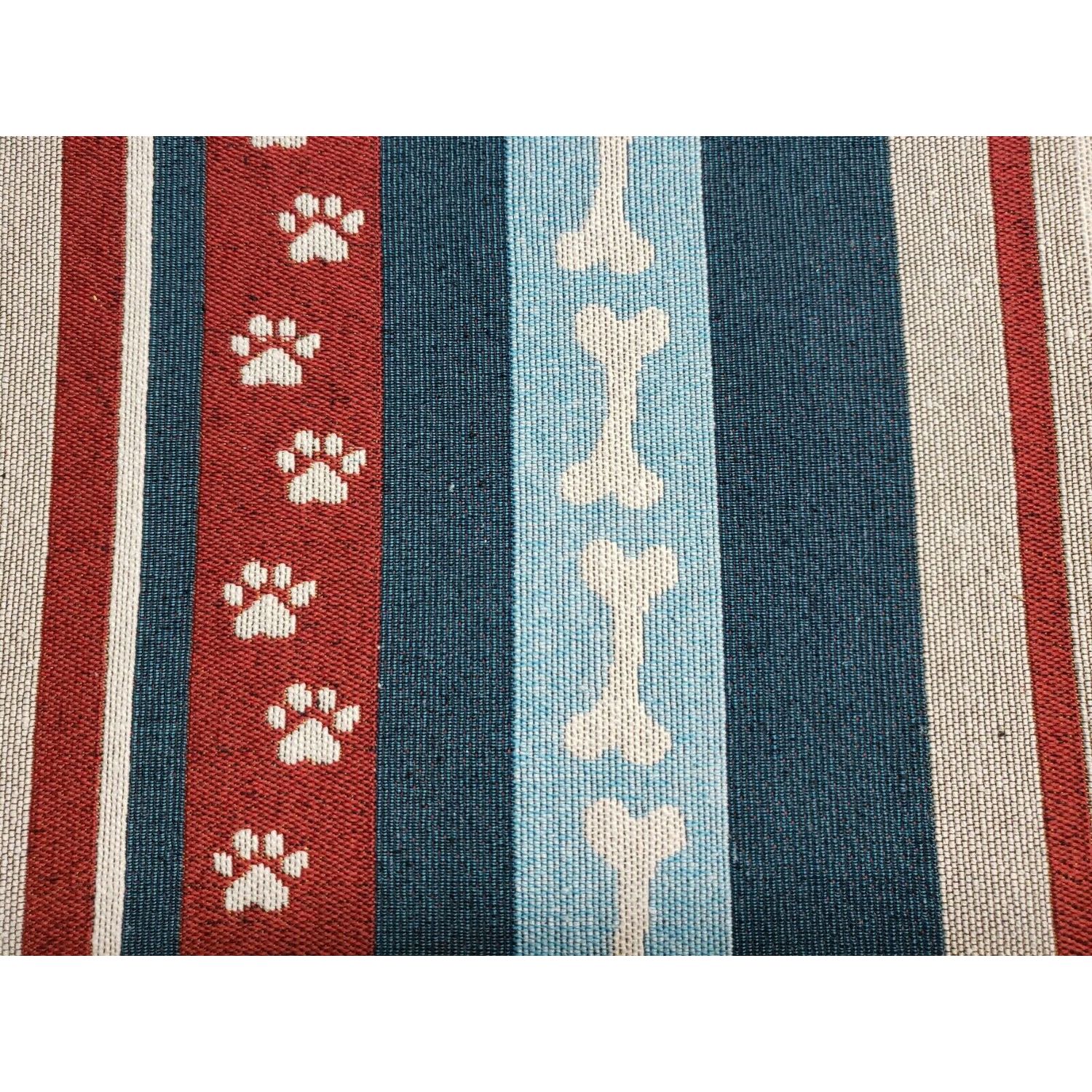TAPESTRY PET BOWL MAT (nonskid back)(13"x19") PETS THEME, MULTICOLOR STRIPES, HC