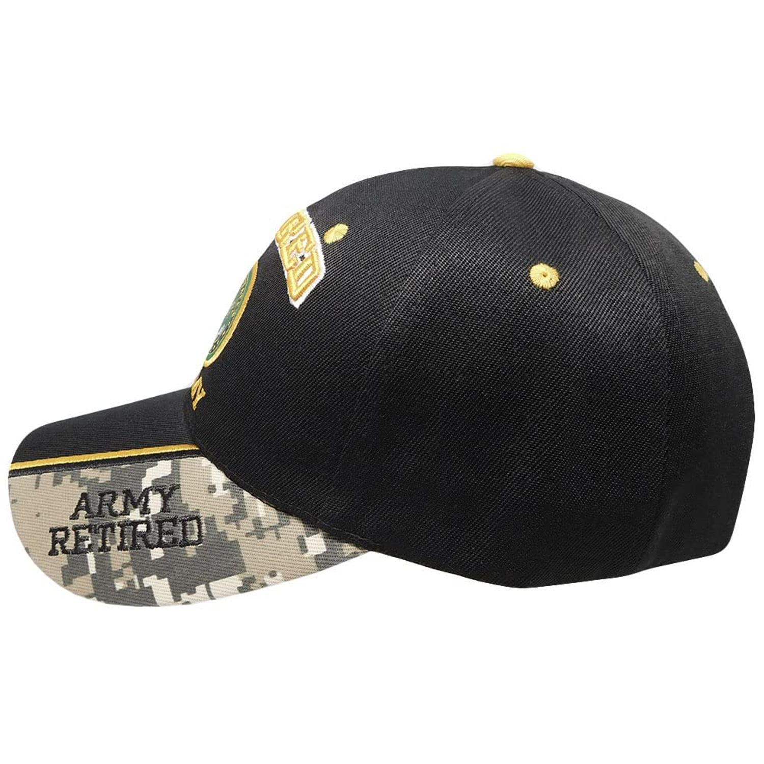 Retired Army Black w/ Seal Embroidered Baseball Cap Hat USA US Military