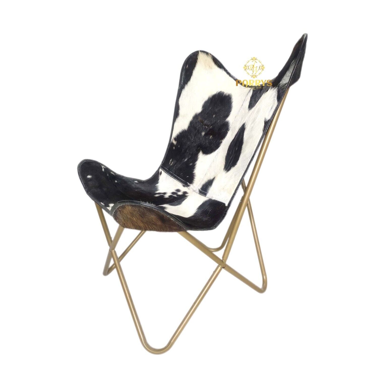 Black  And White Genuine Leather Office Chair, Handmade Relaxing Chair PL2-128