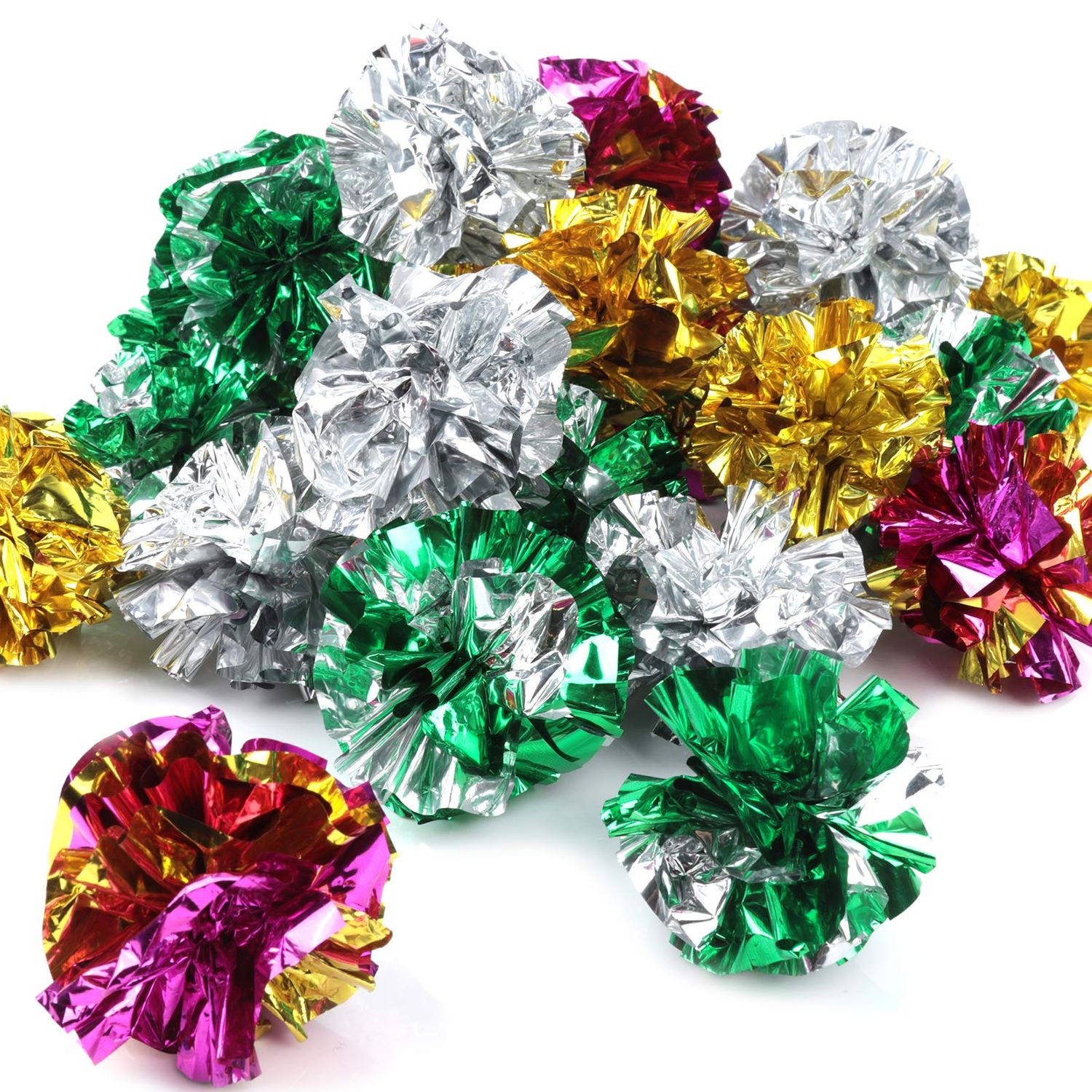 HNYYZL Bestsupplier 25 Pack Crinkle Balls Cat Toys - Original Mylar Crinkle Balls Cat Toys（Random Color）