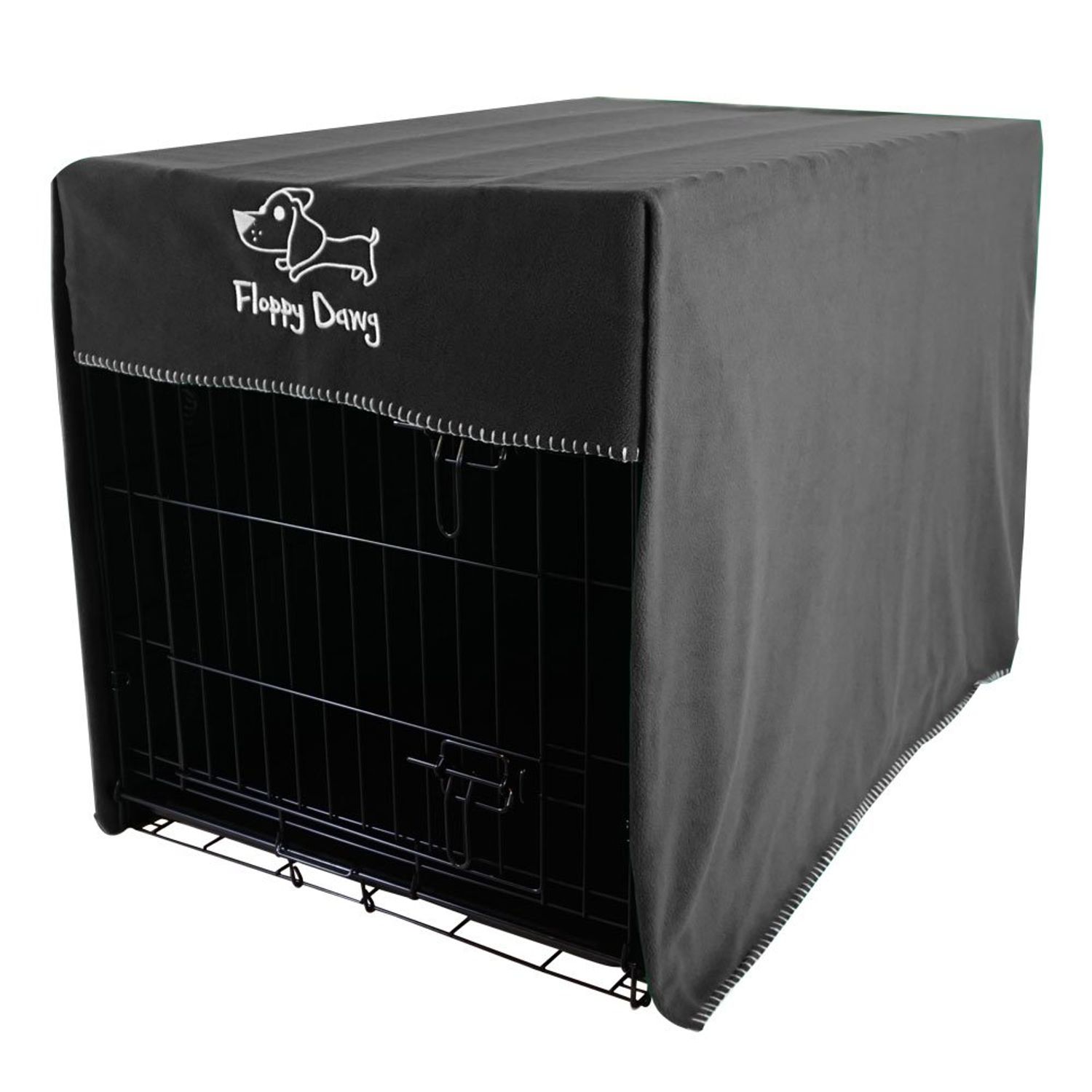 Floppy Dawg Crate Cover. Fits 42 Inch Dog Crates or Smaller. Easy to Put On, Take Off, and Adjust. Doubles as a Comfy Blanket. Slate Gray Lightweight and Breathable Polar Fleece