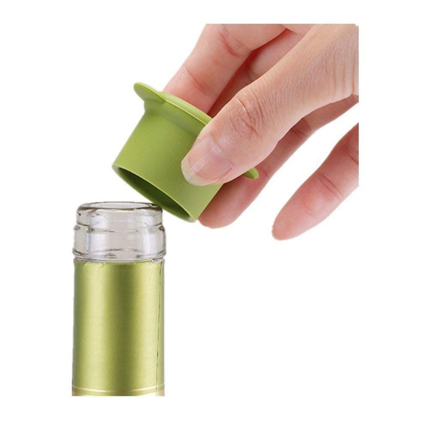 Silicone Wine Stoppers - Wine Gifts - Bottle Covers - Reusable Beverage Corks - Keep Wine Fresh for Days with Air-Tight Seal - Set of 5