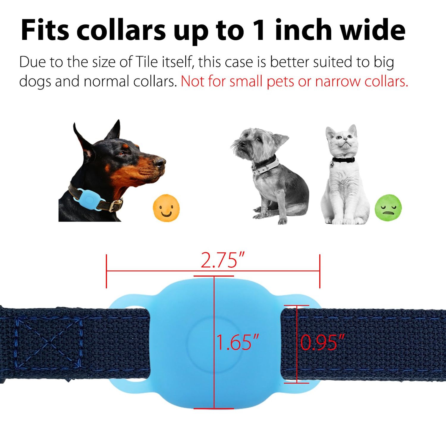 Silicone Dog Collar Holder for Tile Mate 2024 & 2022, 2 Pack Waterproof Protective Cover for Tile Tracker Pet Dog Cat (Luminous - Blue & Pink)