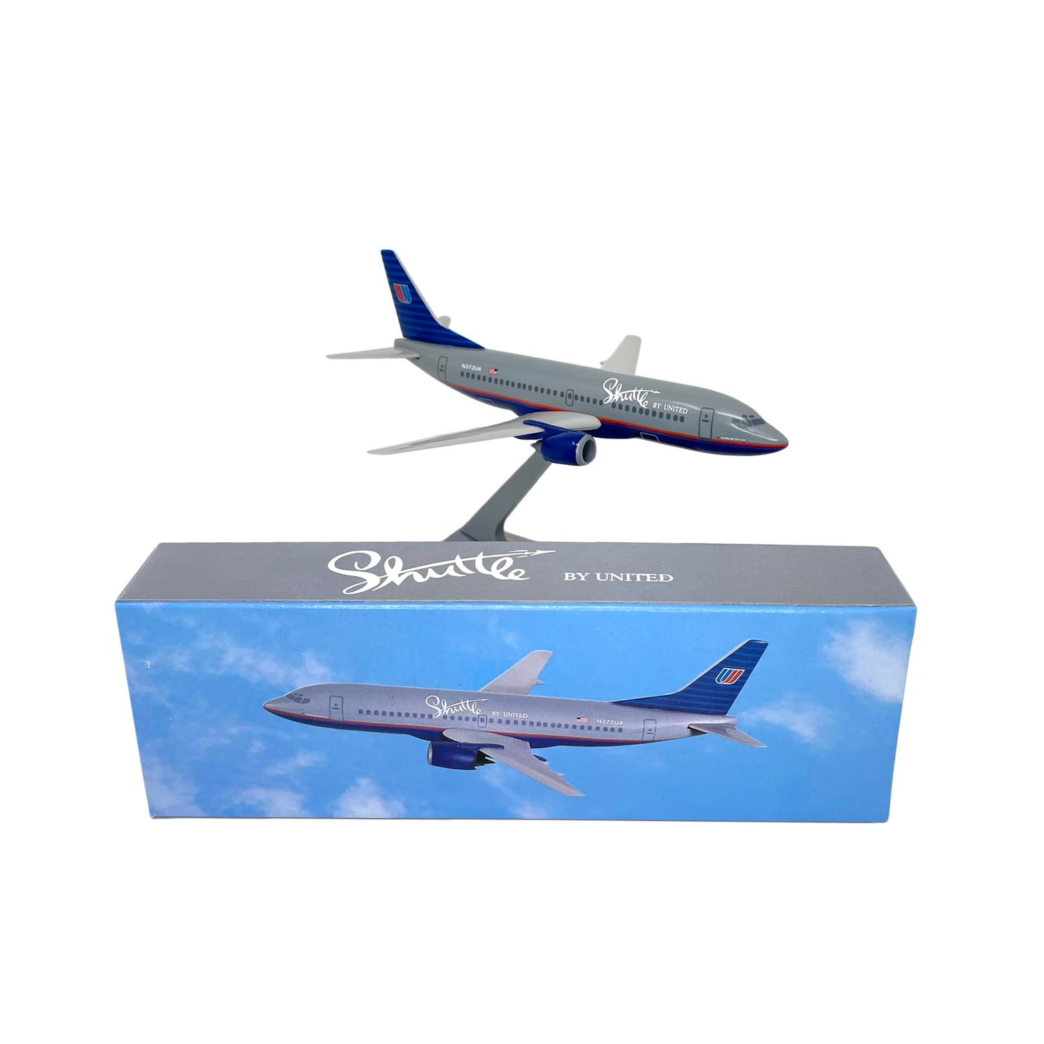 Flight Miniatures Shuttle by United 737-300 1:200 Scale - Plastic Snap-Fit Model Airplane - Collectible Replica of United Shuttle Airlines Aircraft - Part# ABO-73730H-015