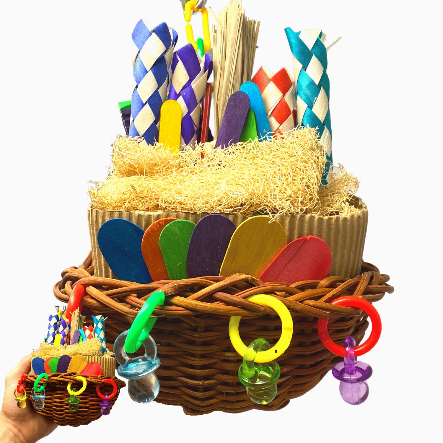 Bonka Bird Toys 2500 Party Basket Chew Forage Treat Small Medium Bird Toy Pet