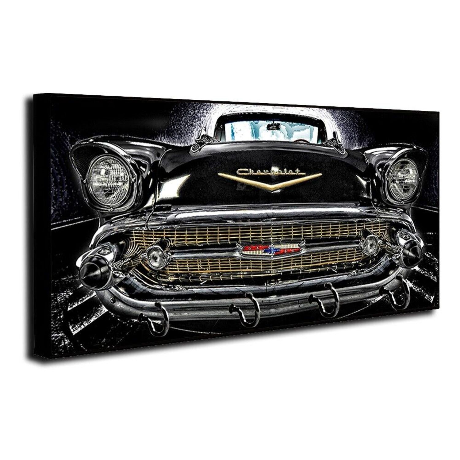 1957 Bel Air Black Classic Car Key Hanger / Pet Leash Hanger