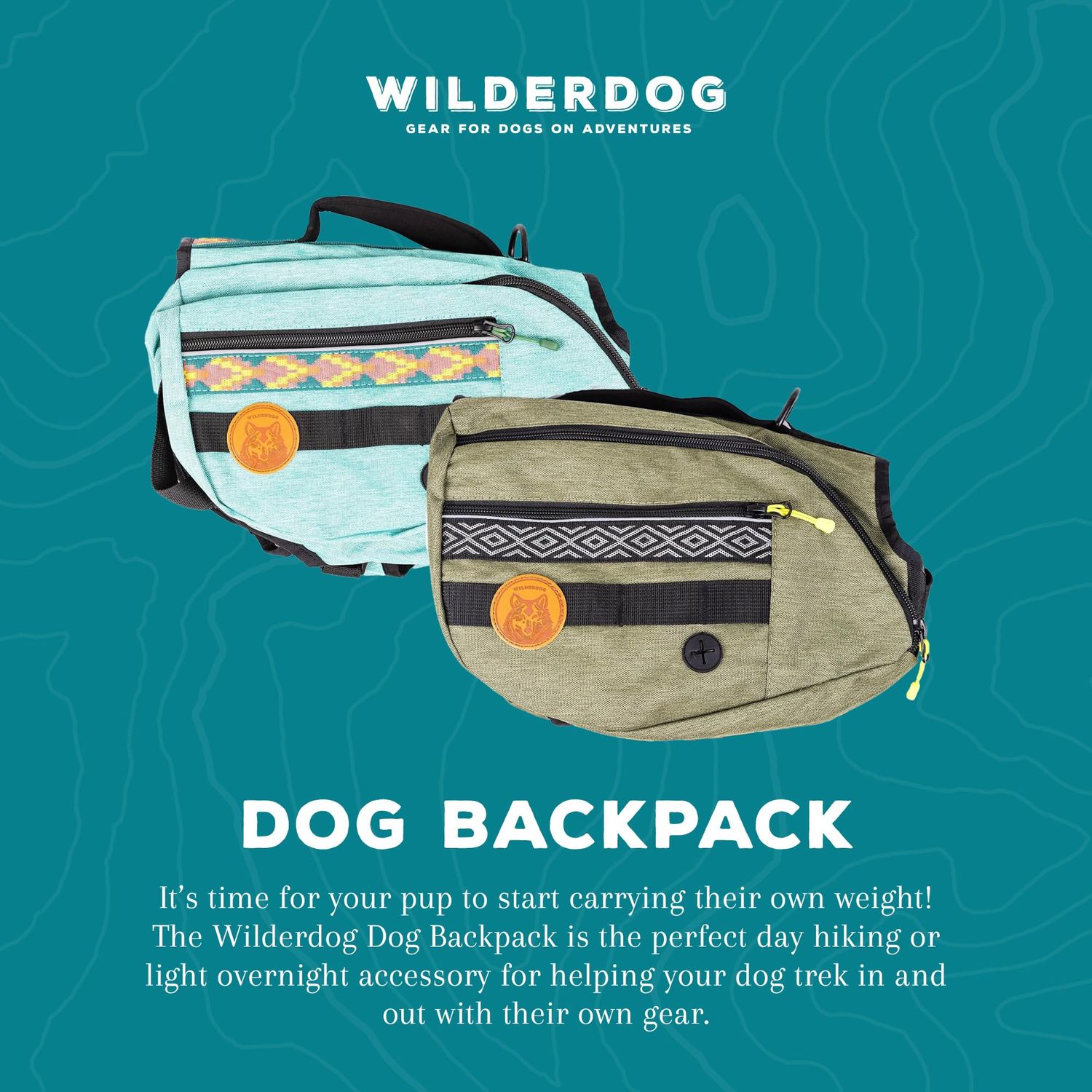 Wilderdog Dog Backpack with Built in Harness and Back-Mounted D-Ring Leash Attachment, Handle, Two Saddlebags with 4 Total Pockets, Built in Poop Bag Dispenser (Pacific Blue, Small)