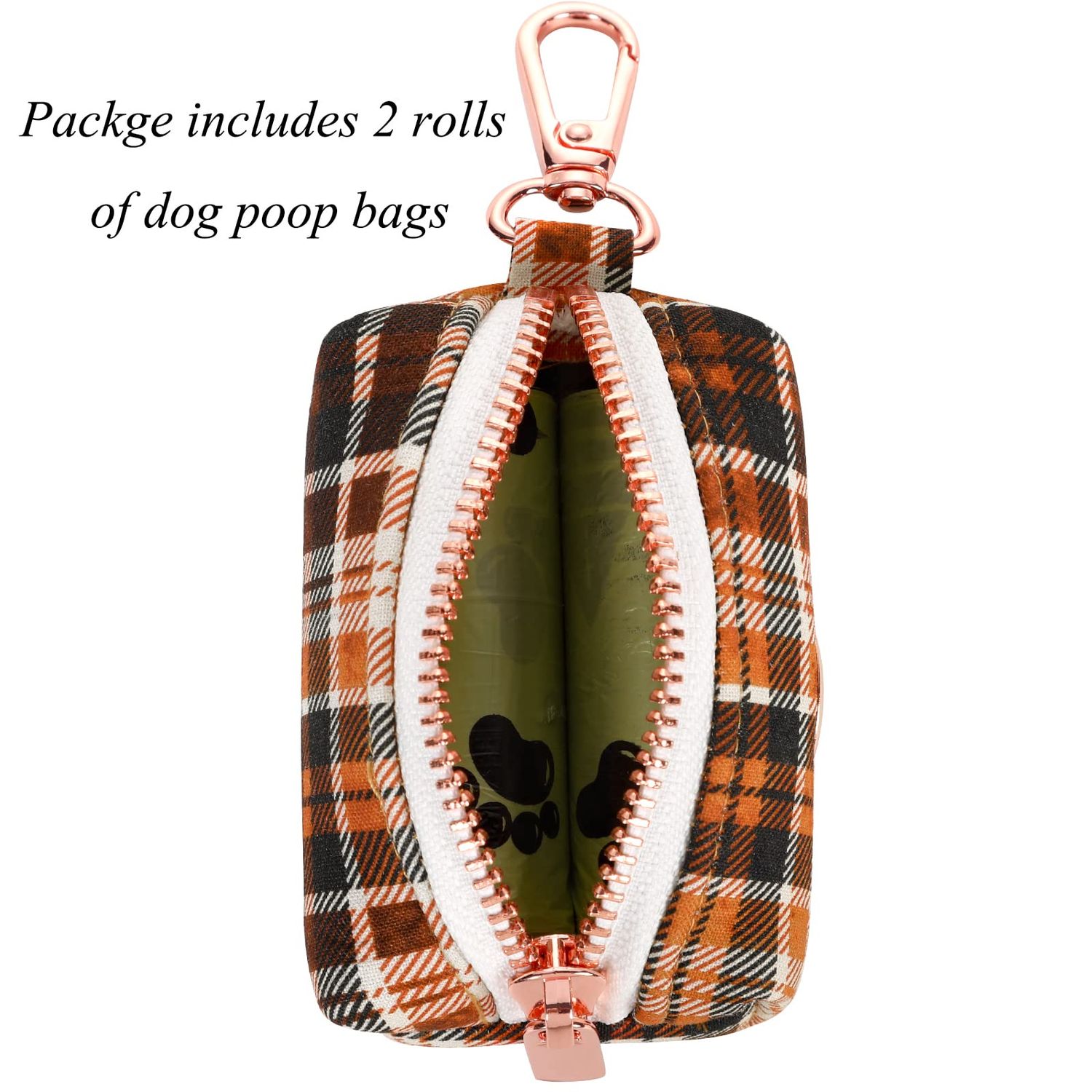 Lionet Paws Cute Dog Poop Bag Holder with Dog Poop Bag for Leash, Cotton Dog Bag Dispenser, Matching Dog Collar