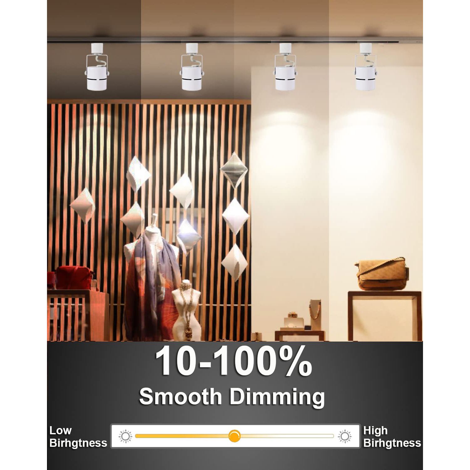 MOCAOIRE LED Track Lighting Heads, 10W Adjustable LED Track Light Fixtures for Accent Retail Artwork,4000K Cool White, h Type Track Lights - 120V 24° Angle Halo Type- 16 Pack (White)