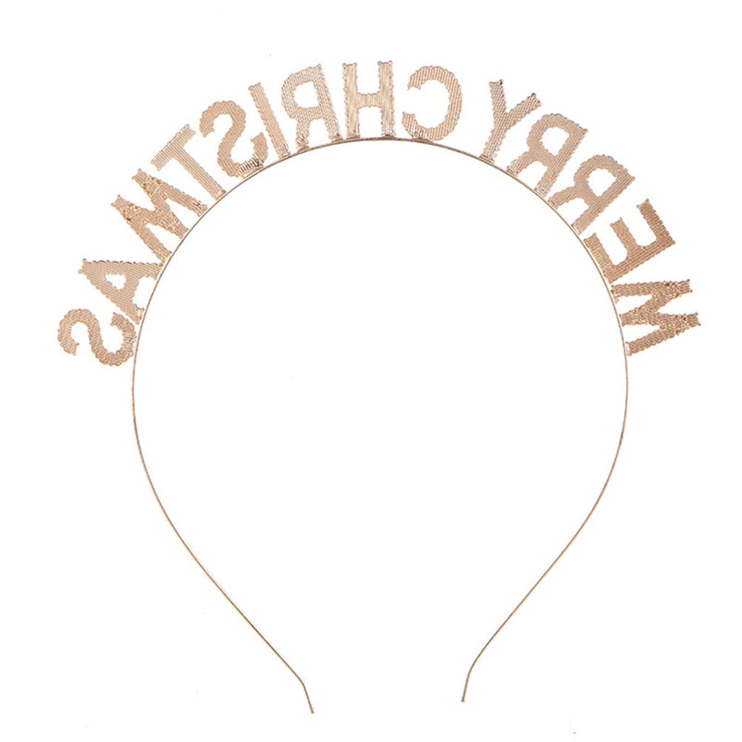 Merry Christmas Headbands,Sparkly Xmas Hair Hoops Costumes Holiday Party Tiara Letter Headdress for Women Girls (Red+Green)