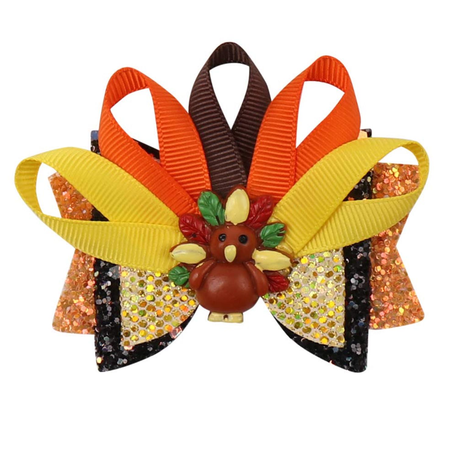 Thanksgiving Turkey Hair Bow Clips Thanksgiving Day Hair Clip Pin Turkey Bow Hair Clips JHT03 (B2)