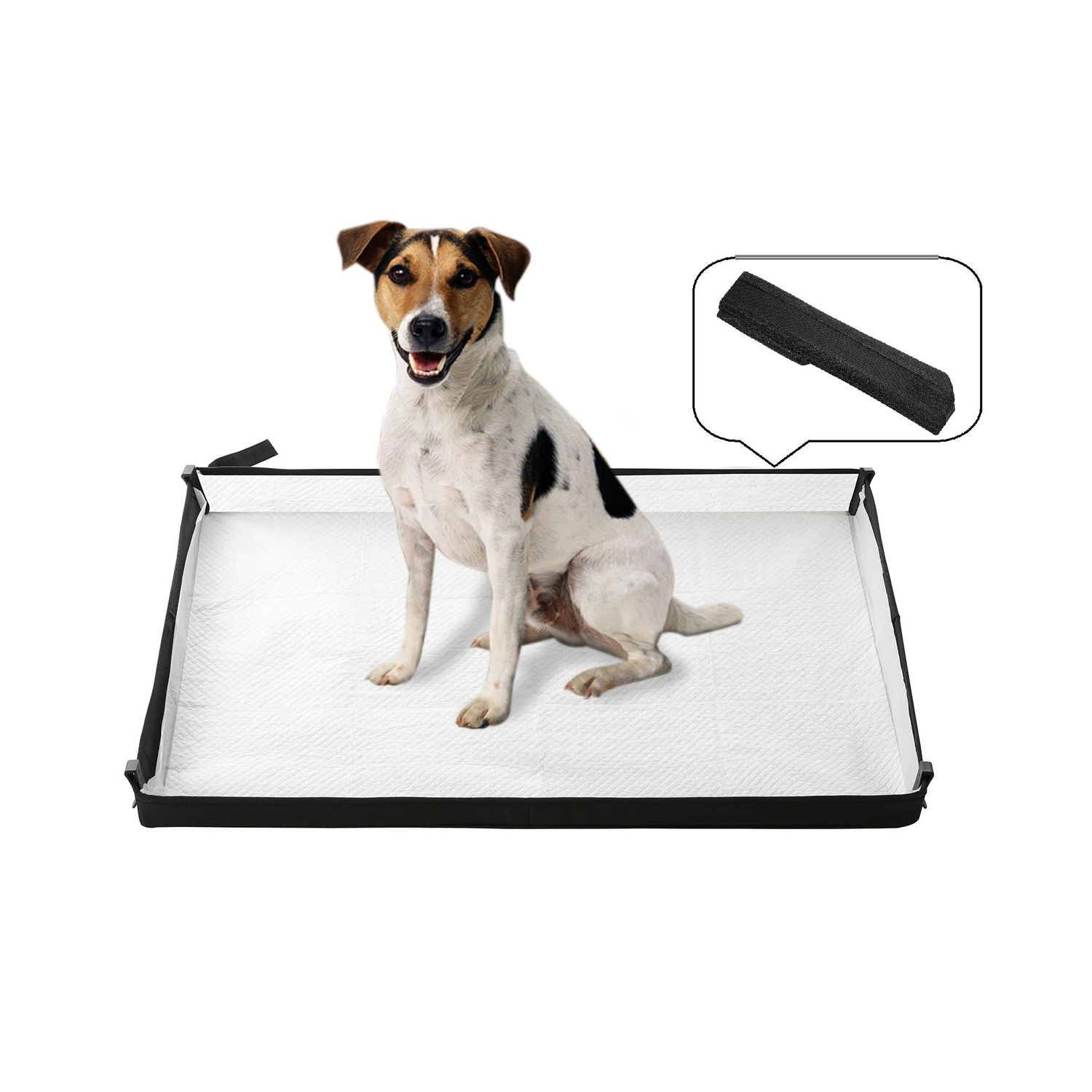 HQ4US 4LEGS Large Portable Dog Pee Pads Holder for Travel, Puppy Pad Holder Foldable Liner Base 33''x23'' Training Pad Holder with Fixing Clips, Dog Litter Box Waterproof, Easy Clean,Indoor Dog Potty