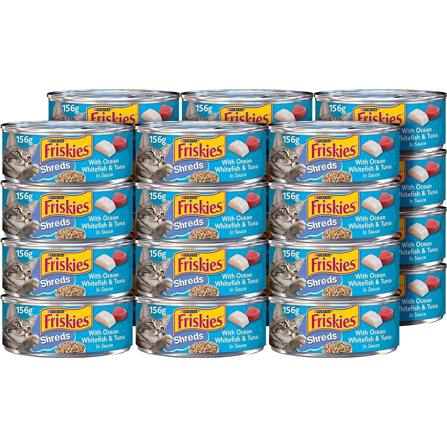 Purina Friskies Wet Cat Food, Shreds with Ocean Whitefish & Tuna - 5.5 Oz. Cans