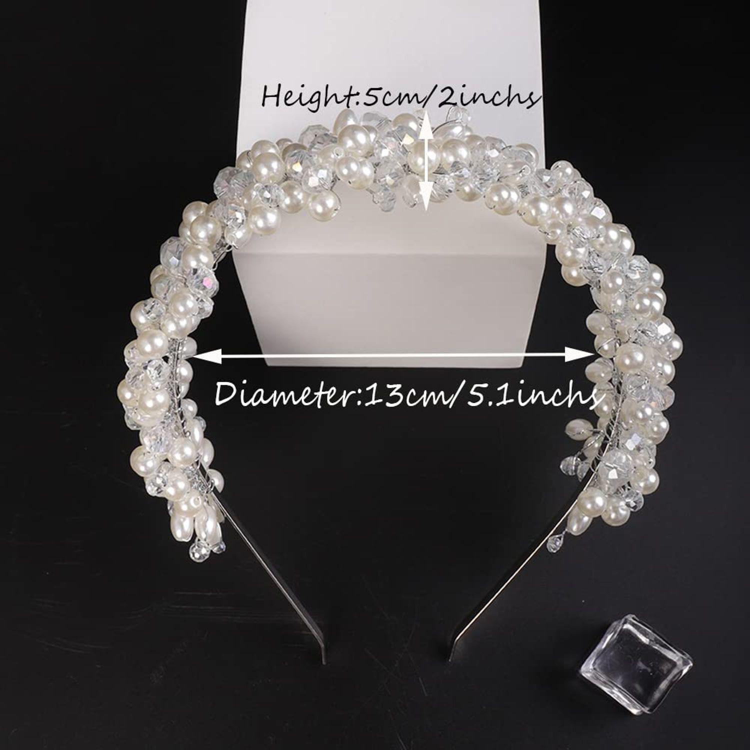 JWICOS Shining Wide Headbands Vintage Head Wrap with Faux Pearl Beaded Hair Accessories Great Gifts for Women and Girls