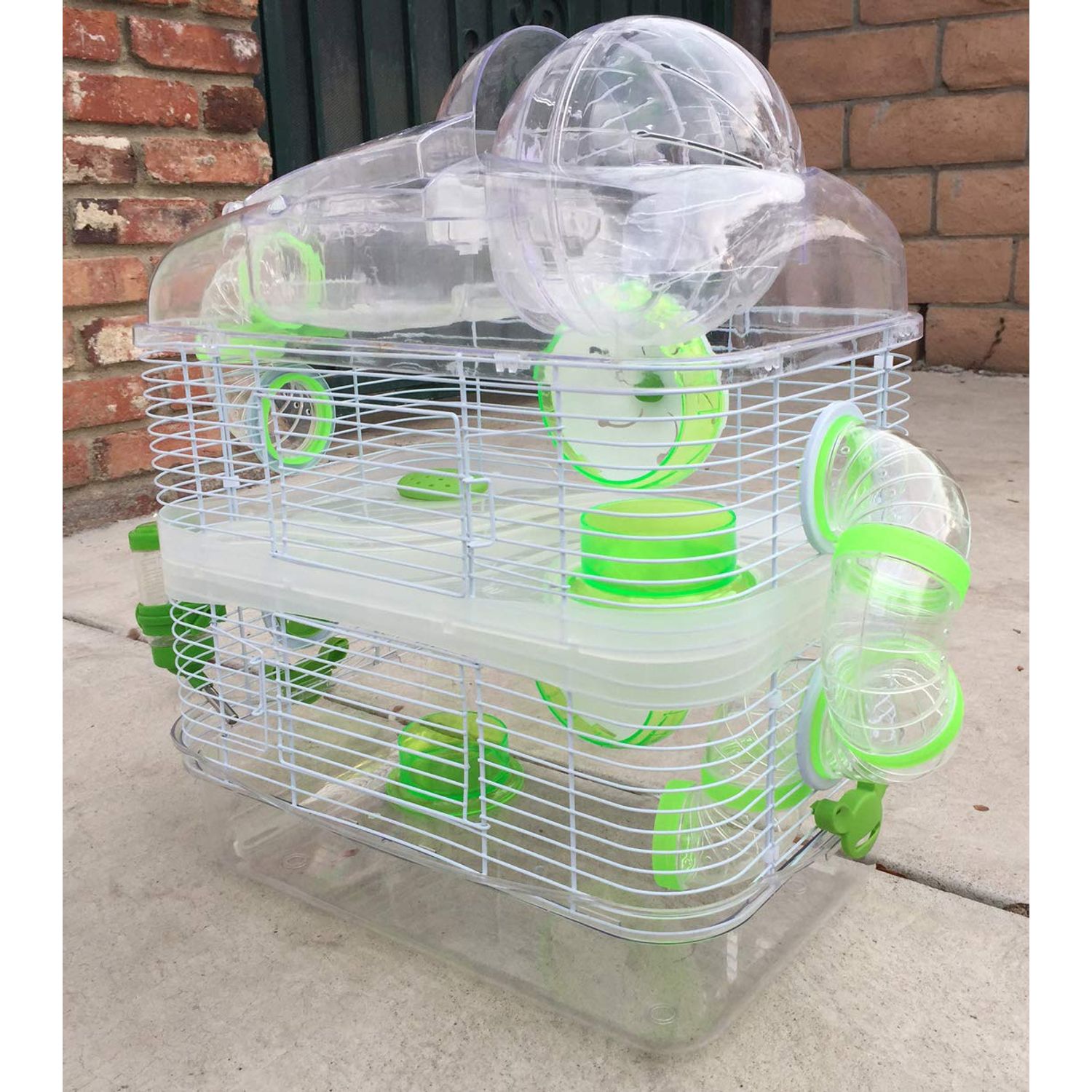 Acrylic Clear Expandable and Customizable 3-Solid Floor Levels Hamster Habitat Mouse Mice Home Rodent Gerbil Rat Cage Top Lookout Level with 6" Diameter Exercise Ball