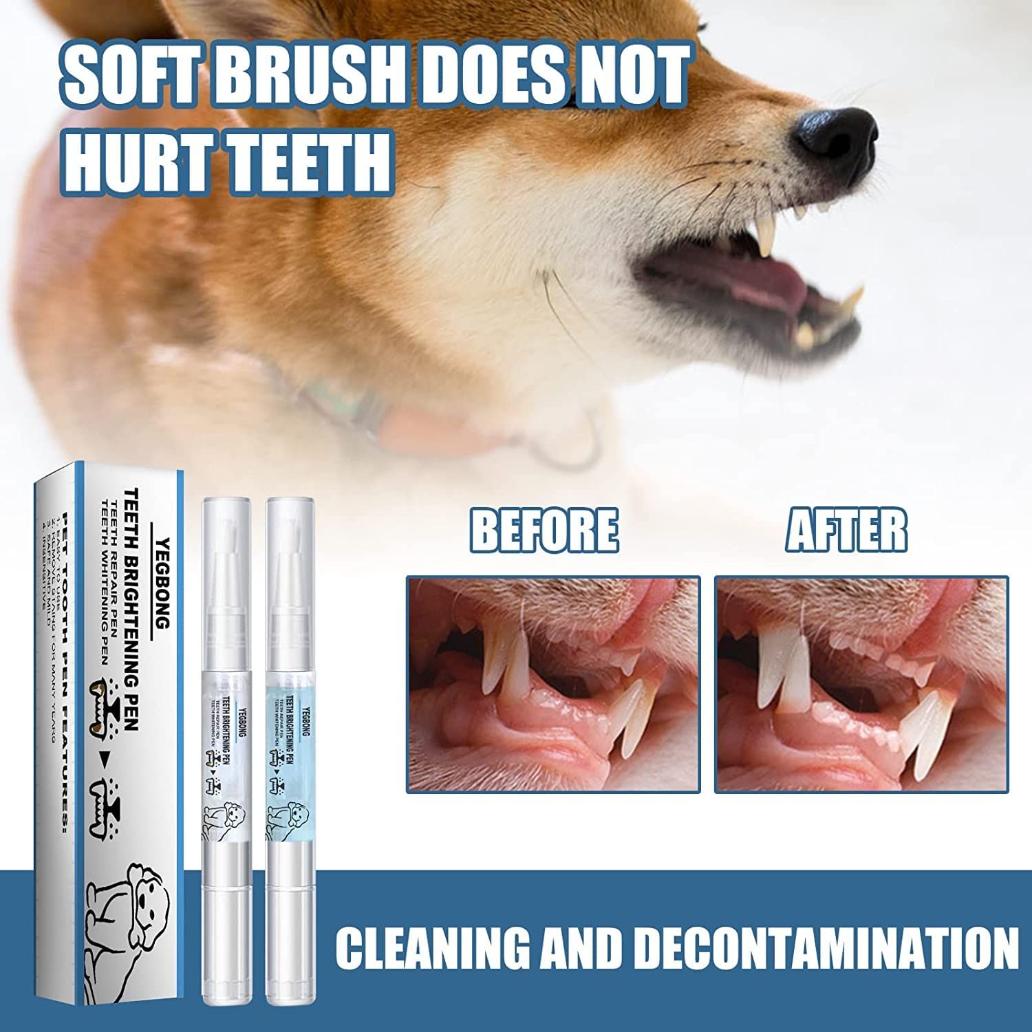 Pet Dog/Cat Teeth Cleaning Pen for Dental Care,Pet Teeth Whitening Pen Tool，Dog Tartar Dental Stone Cleaning 5ML