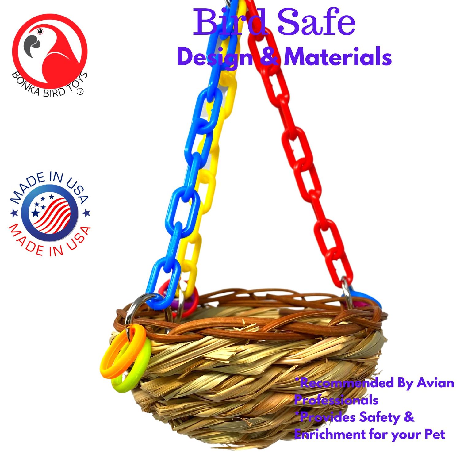 Bonka Bird Toys 1622 Nest Swing Small Parrot Basket Cage Toy Cockatiels, Parakeets, Budgies, and Similar