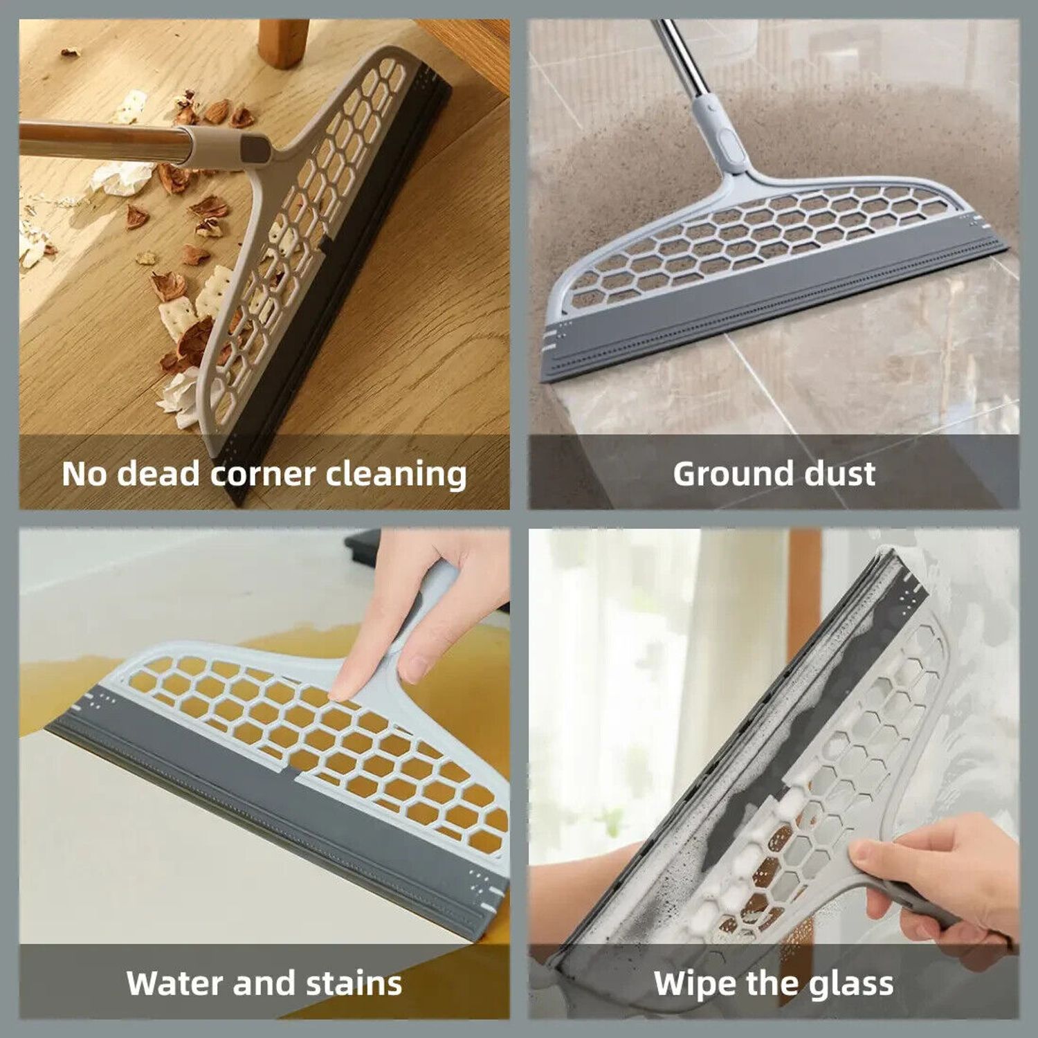 2-In-1 Magic Broom Floor Cleaning Silicone Squeegee Rotatable Pet Hair Remover