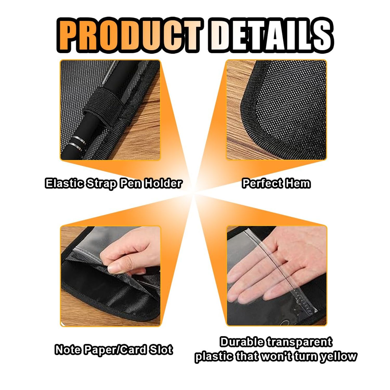 JOYCOURT Handicap Placard Holder for Car, Disabled Parking Permit Sign Protector, Car Interior Sun Visor Storage Clip with Pen Holder, Note Paper Slot, Elastic Strap