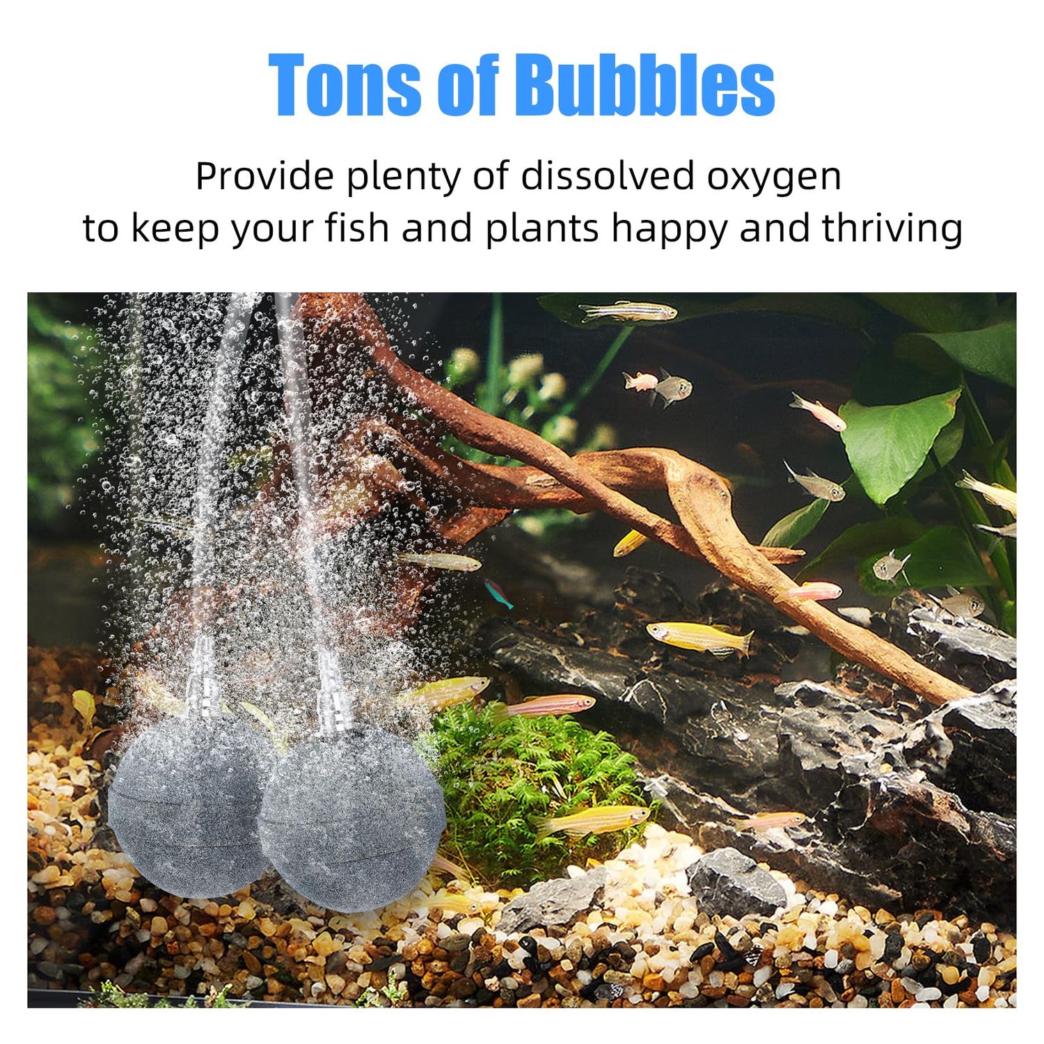 AQUANEAT Pond Air Stone 2 Inch, Long Lasting Aerator Oxygen Diffuser, Air Pump Accessories for Aquarium, Fish Tank, Hydroponics, Ponds and DWC Reservoirs 4 Pack