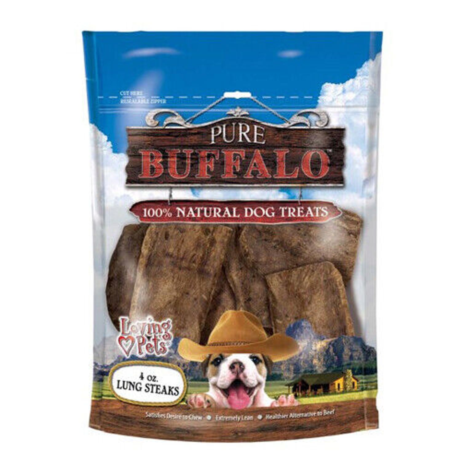 Loving Pets Pure Buffalo Lung Steaks Dog Treat 1 Each/4