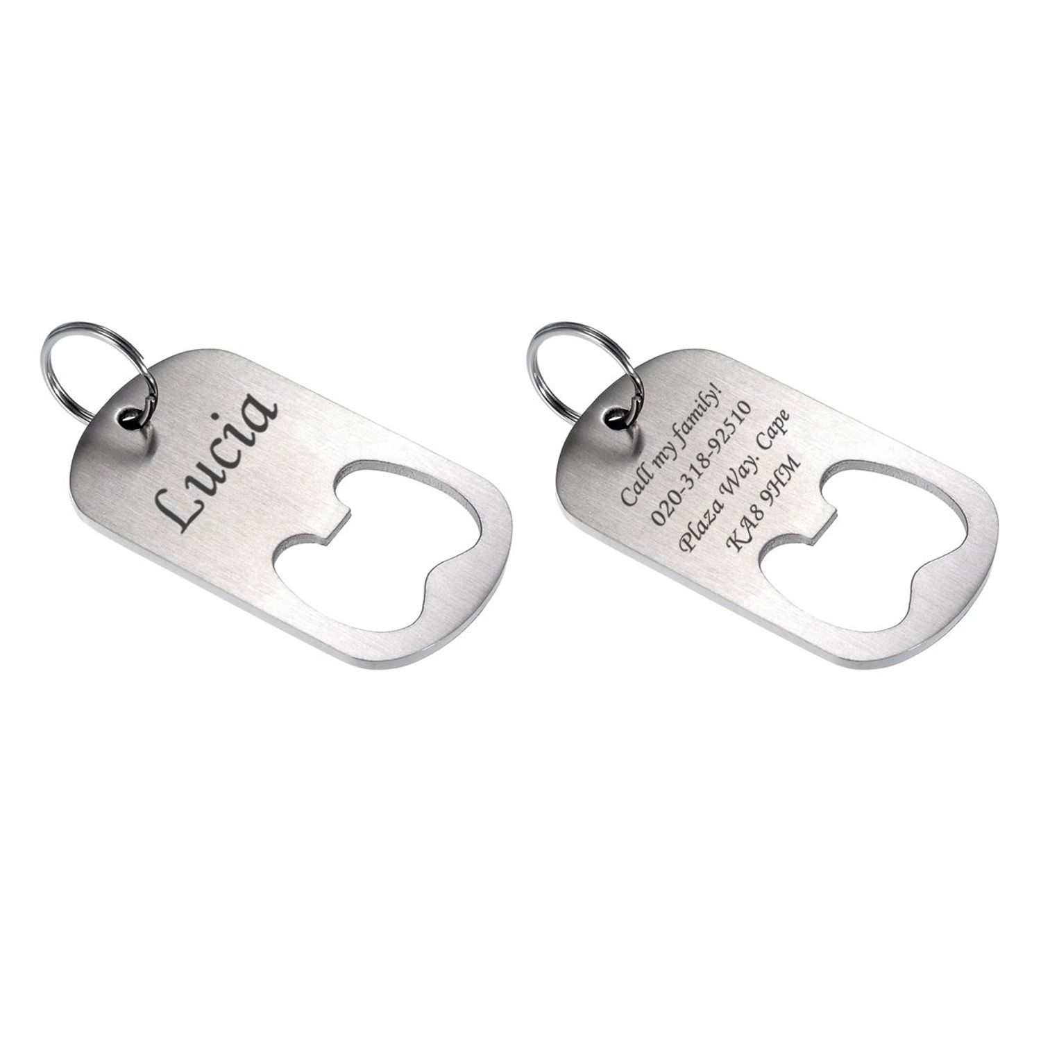 VALYRIA Frosted Stainless Steel Bottle Opener Dog ID Tags Personalized Pet ID Tag Dog Name Tags